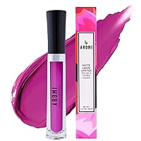 Vista 14 de Aromi Lápiz labial líquido mate Color de labio lila para mujeres, de larga duración, tono brillante rosado púrpura, vegano (Rosa Perivinca)