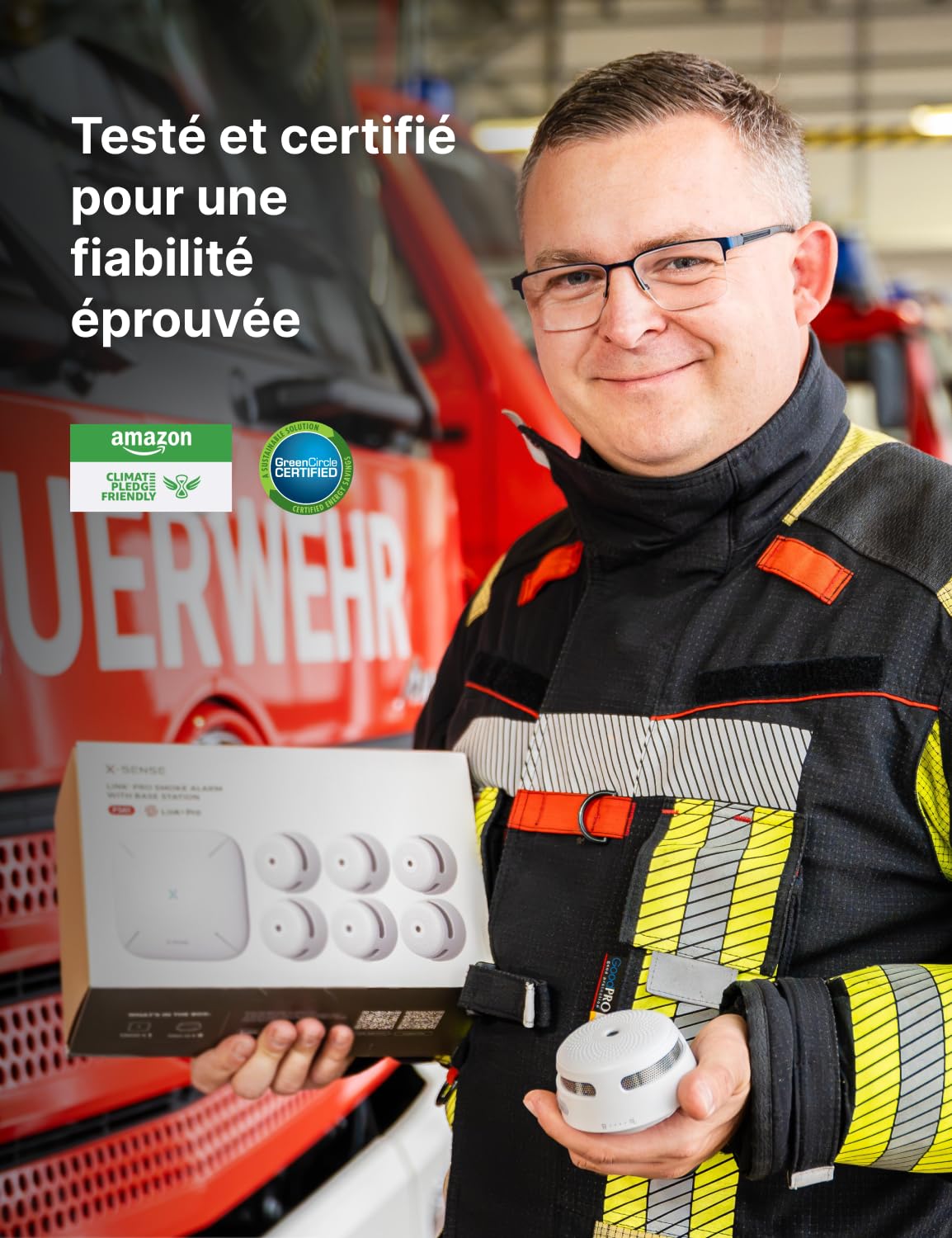 X-Sense Détecteur de Fumée Connecté, Kit de Sécurité pour la Maison avec SBS50 Station de Base, Conforme à la Norme EN14604, Compatible avec l'Appli X-Sense Home Security, FS31