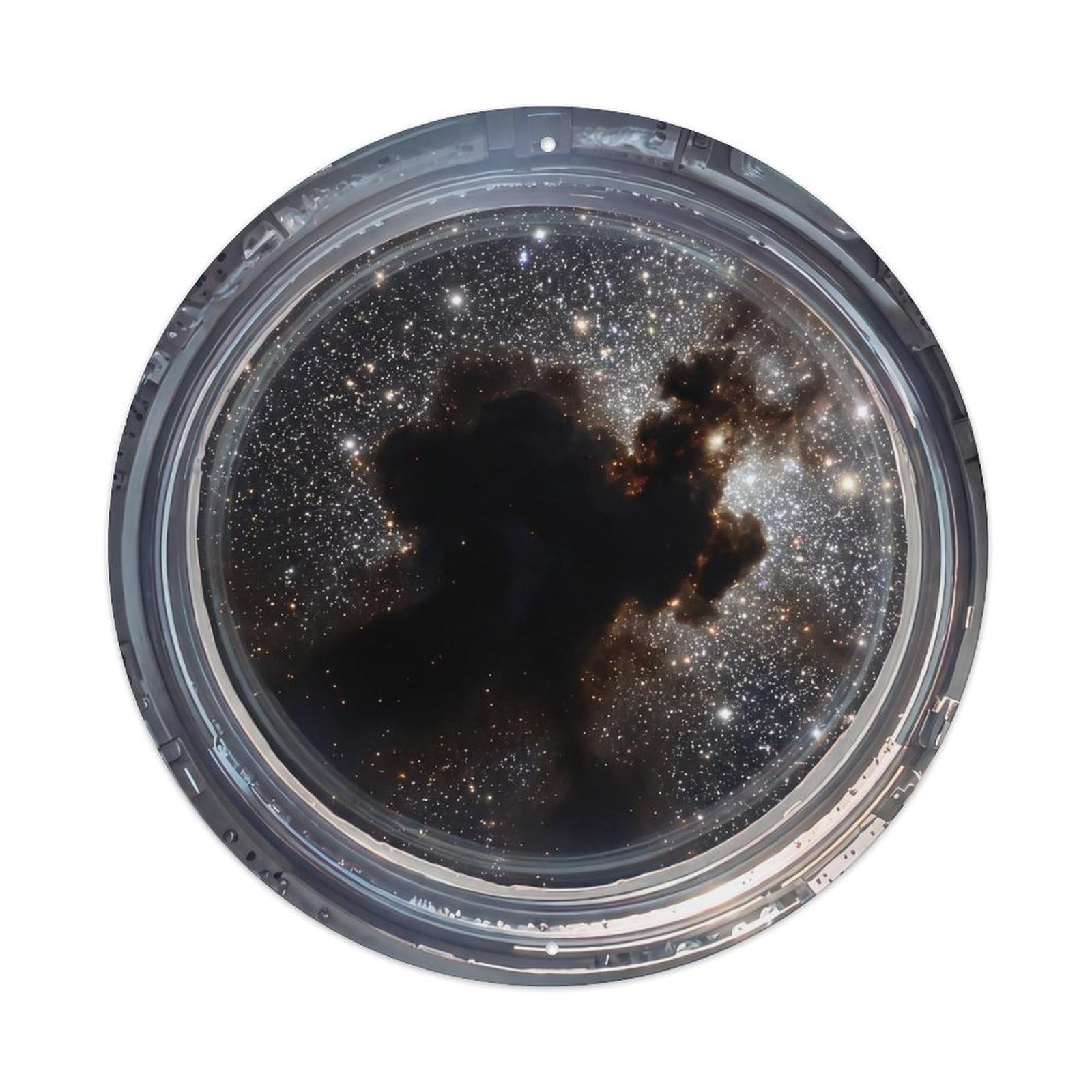 Metal Tin Sign Dark Nebula Silhouette from Space Station Porthole