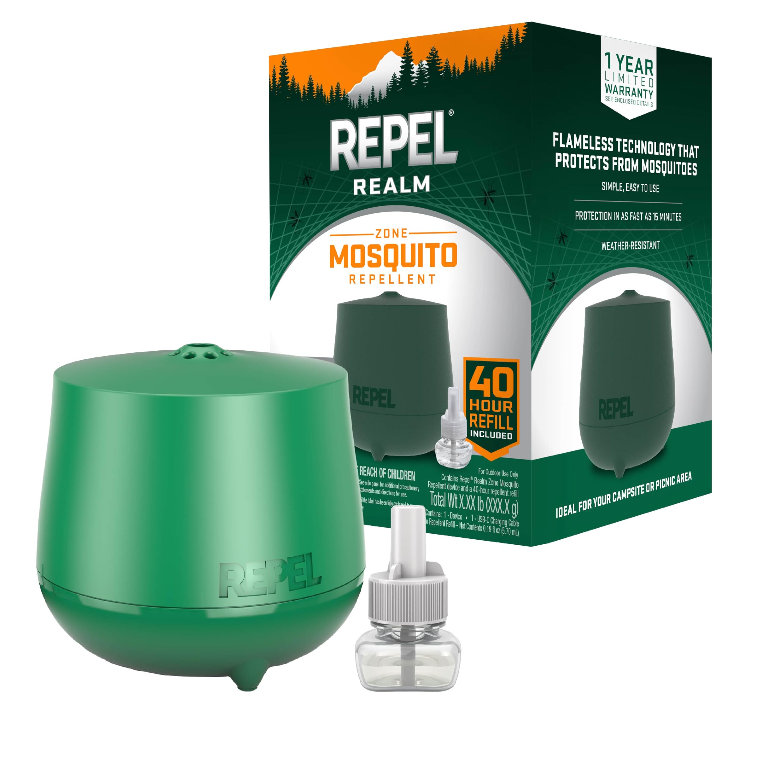 Repel Realm Zone Mosquito Repellent Device, 1 Count, Outdoor Diffuser for Effective Mosquito Protection