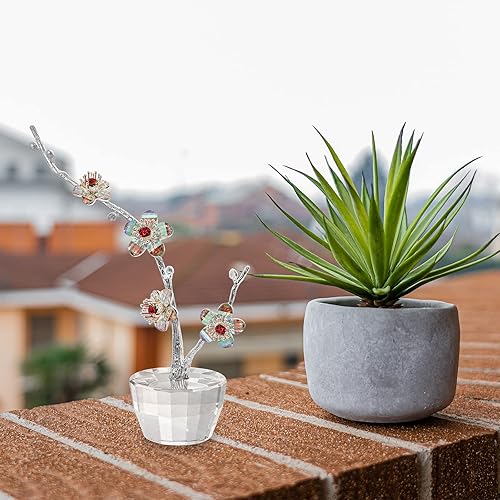Miniatura 8 de Colorida figura de flor de ciruelo de cristal, florero de cristal para boda, aniversario, esposa, regalos románticos para siempre, día de San