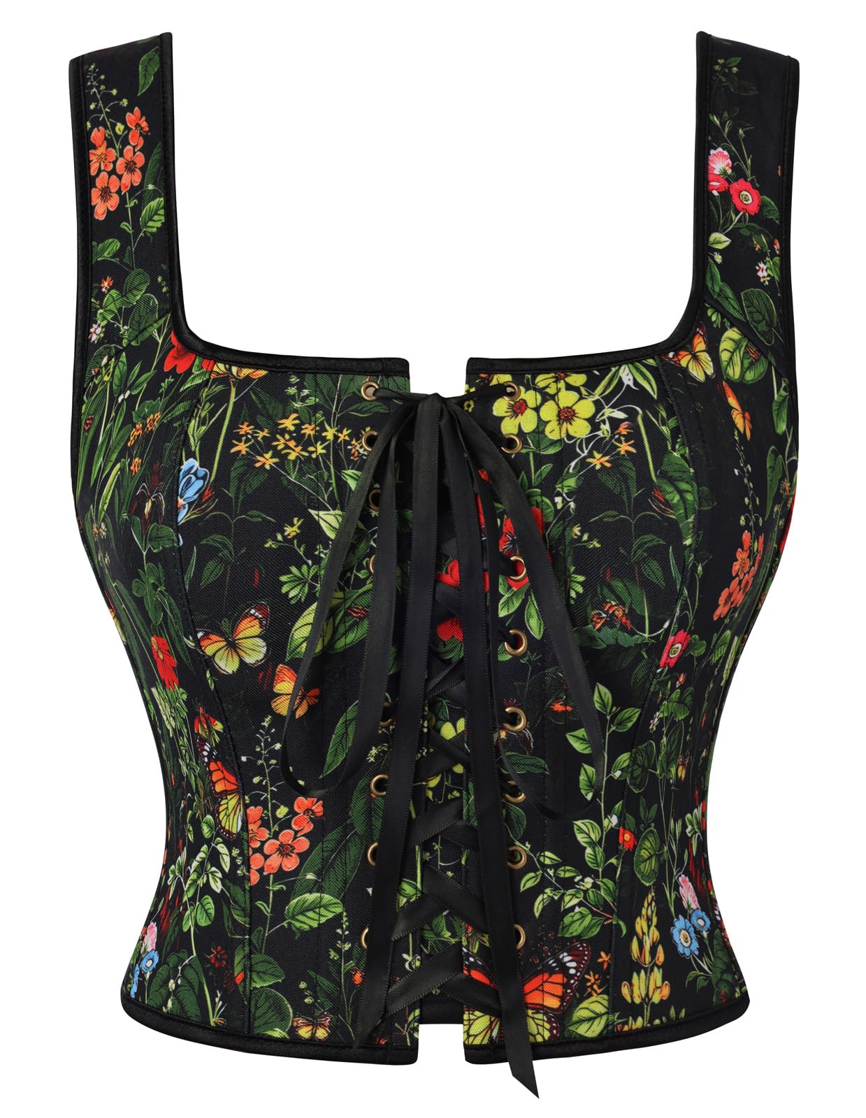 Scarlet Darkness Boned Waist Floral Renaissance Fairy Costume Corset Tops