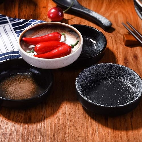Miniatura 2 de Juego de 4 platos japoneses de salsa de soja retro de cerámica, juego de platos de sushi para condimentos de ensalada y especias
