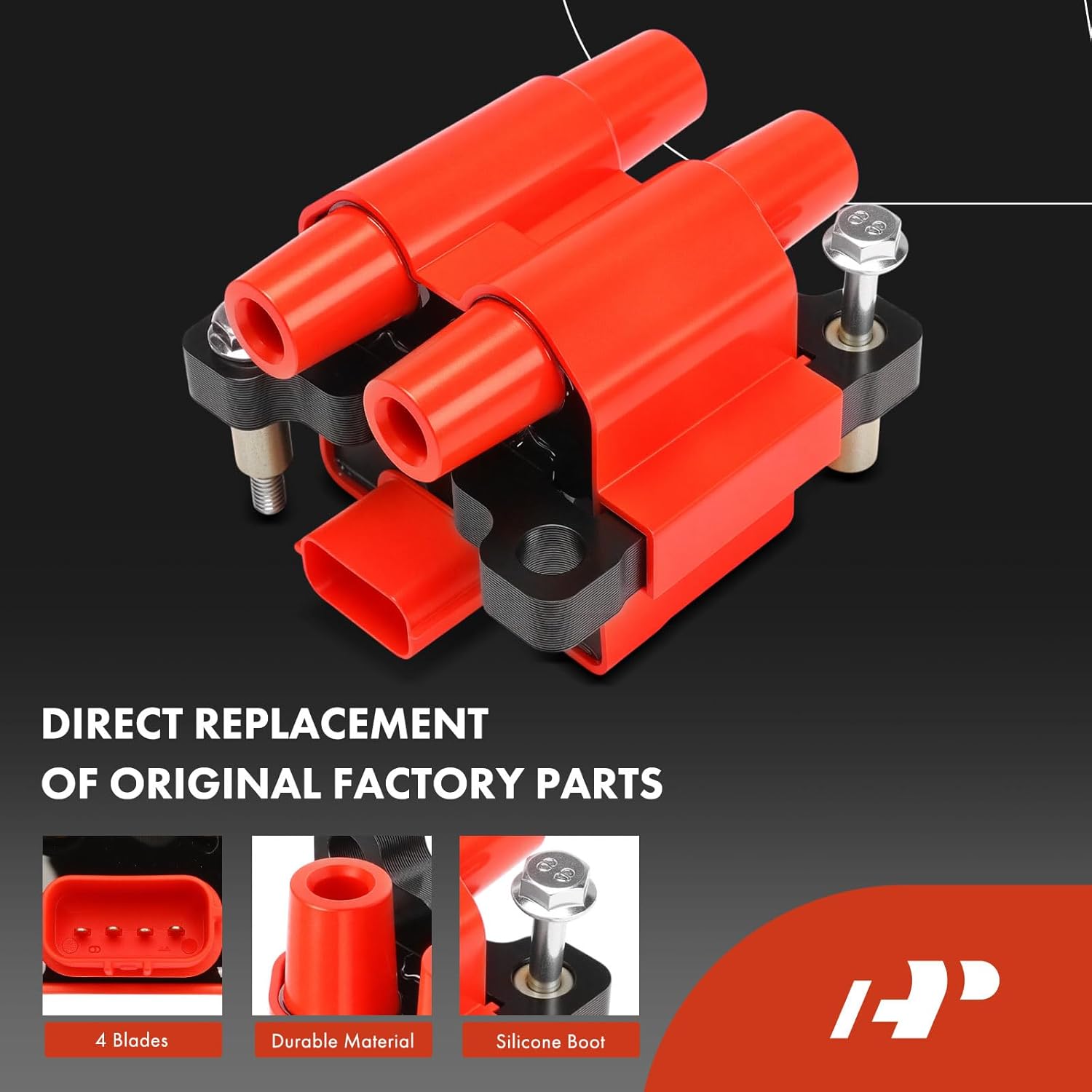 A-Premium (Red) 1x Ignition Coil Pack and 4x Iridium Spark Plugs Compatible with Subaru Outback 2005-2009, Forester 2005-2008, Impreza 2005-2010, Legacy 2005 & Saab 9-2X 2005-2006, 2.5L