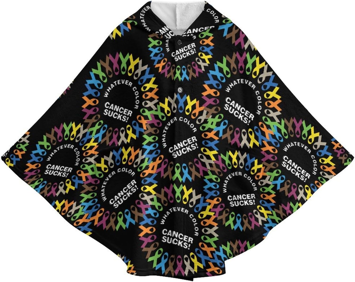 Sucks Cancer Fight Cancer Ribbons Wearable Blanket with Hooded Flannel Blankets Cape with Pocket