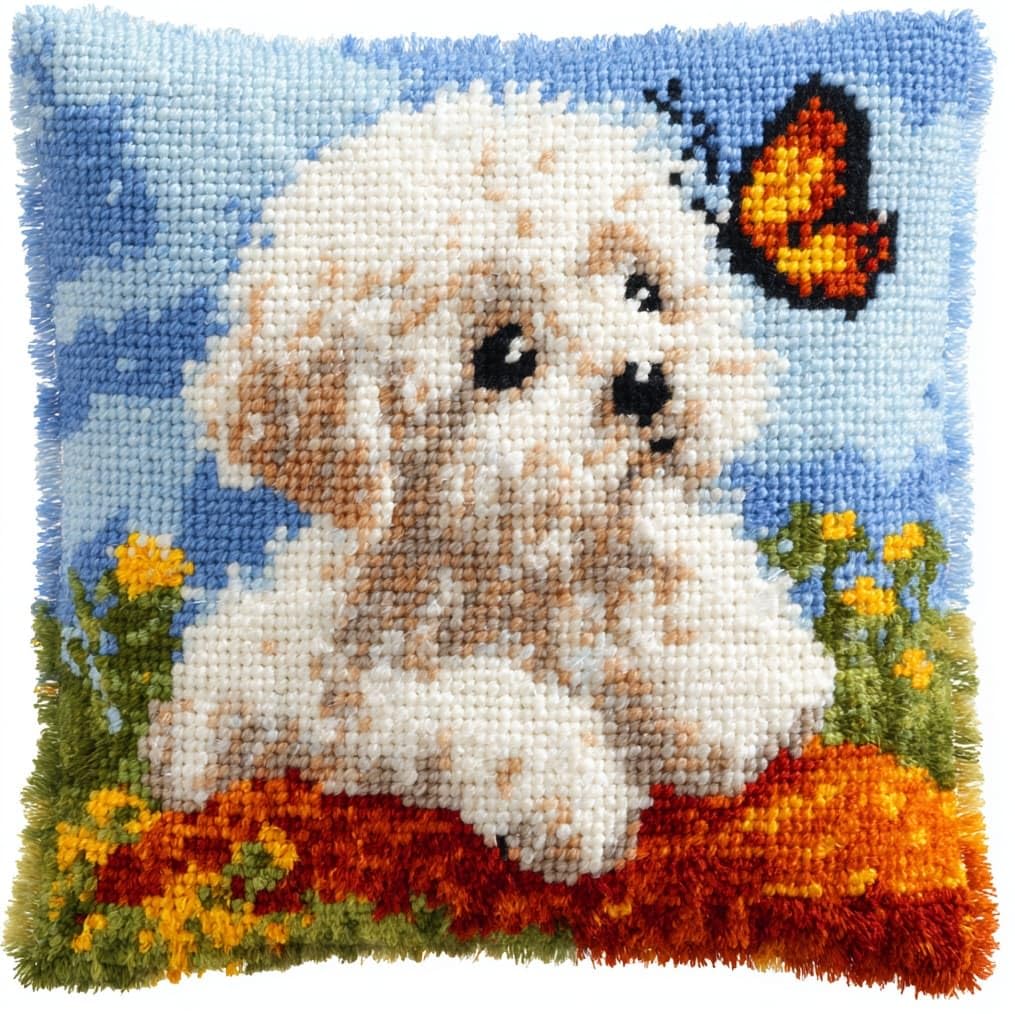 AxiangziK Latch Hook Cushion Kits for Adults,Bichon Frise and Papillon