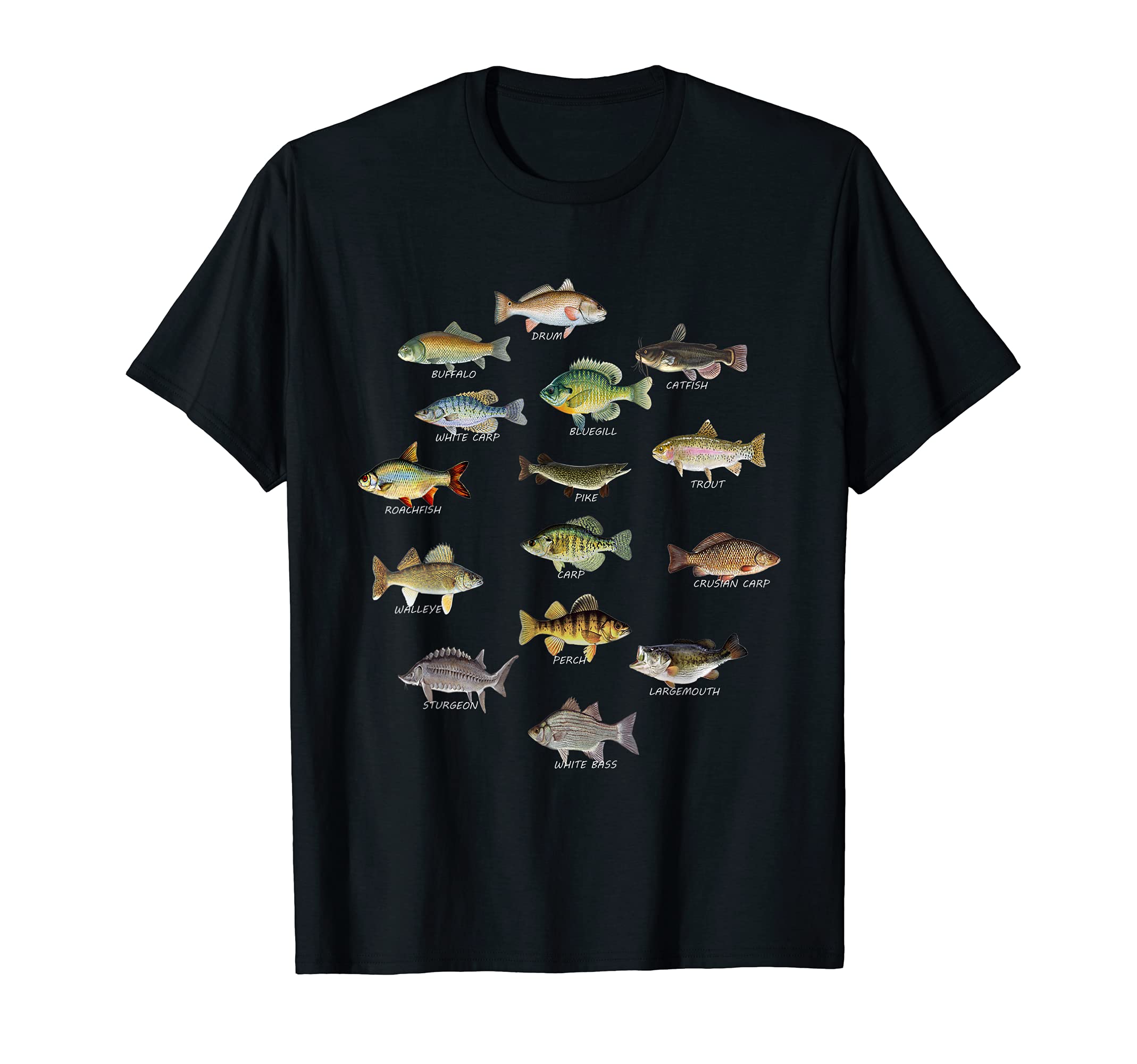Types Of Freshwater Fish Species Fishing Tee T-Shirt