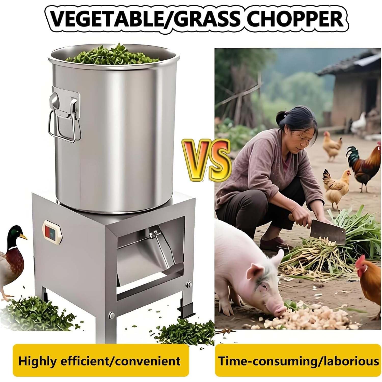 Picadora De Verduras De Acero Inoxidable, Procesador De Alimentos Comercial. Picadora De Alta Resistencia Con Para Triturar Y Moler Eficientemente Verduras Y Granos.(1200W)