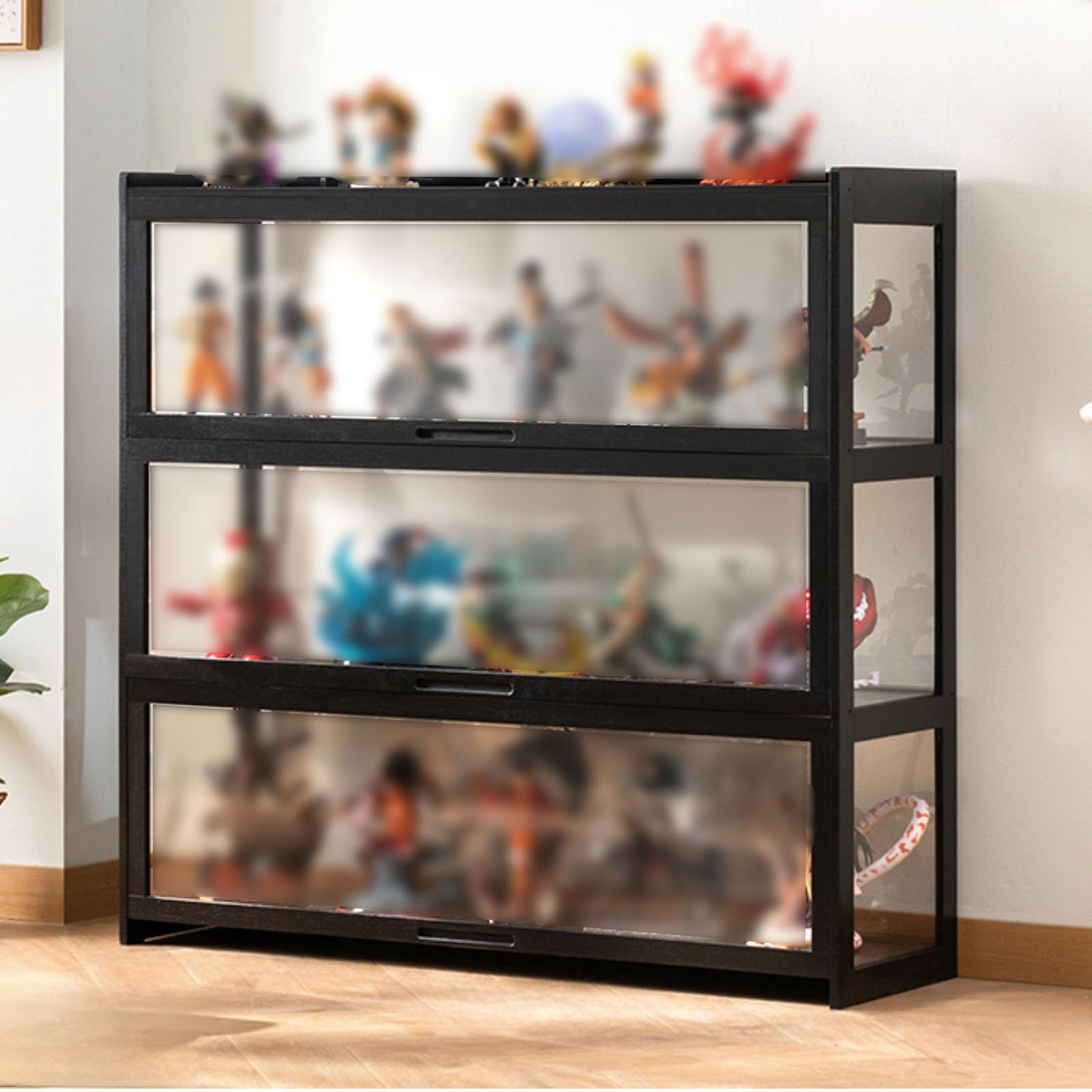 Vitrine avec étagères de rangement et porte rabattable anti-poussière