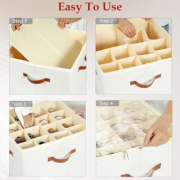 Shoe Storage Box Organizer, Clear Lid, Fits 16 Pairs
