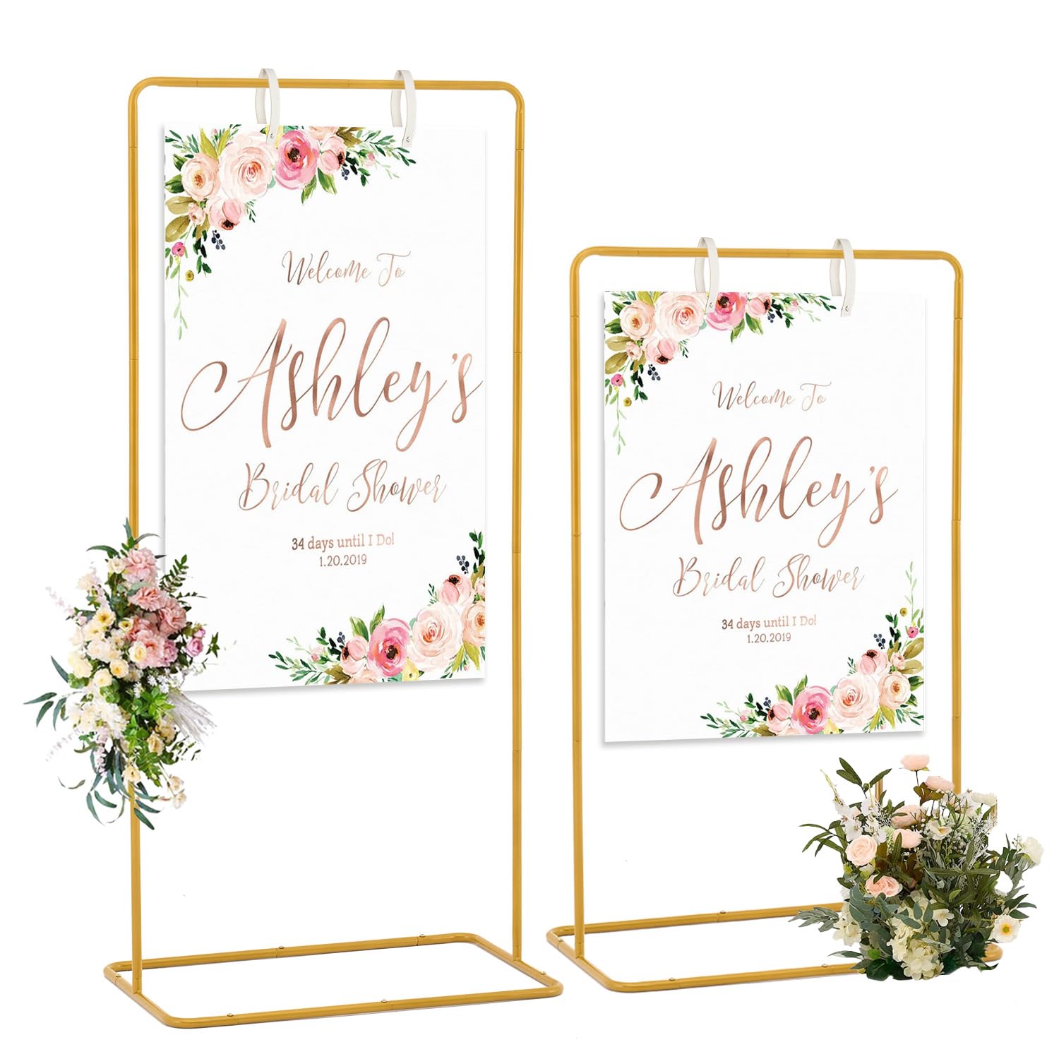 Supporto regolabile per cartelli nuziali con 2 cinghie in pelle per appendere | Ideale come porta cartello di benvenuto per matrimoni, baby shower, cerimonie di laurea e altre occasioni speciali per feste