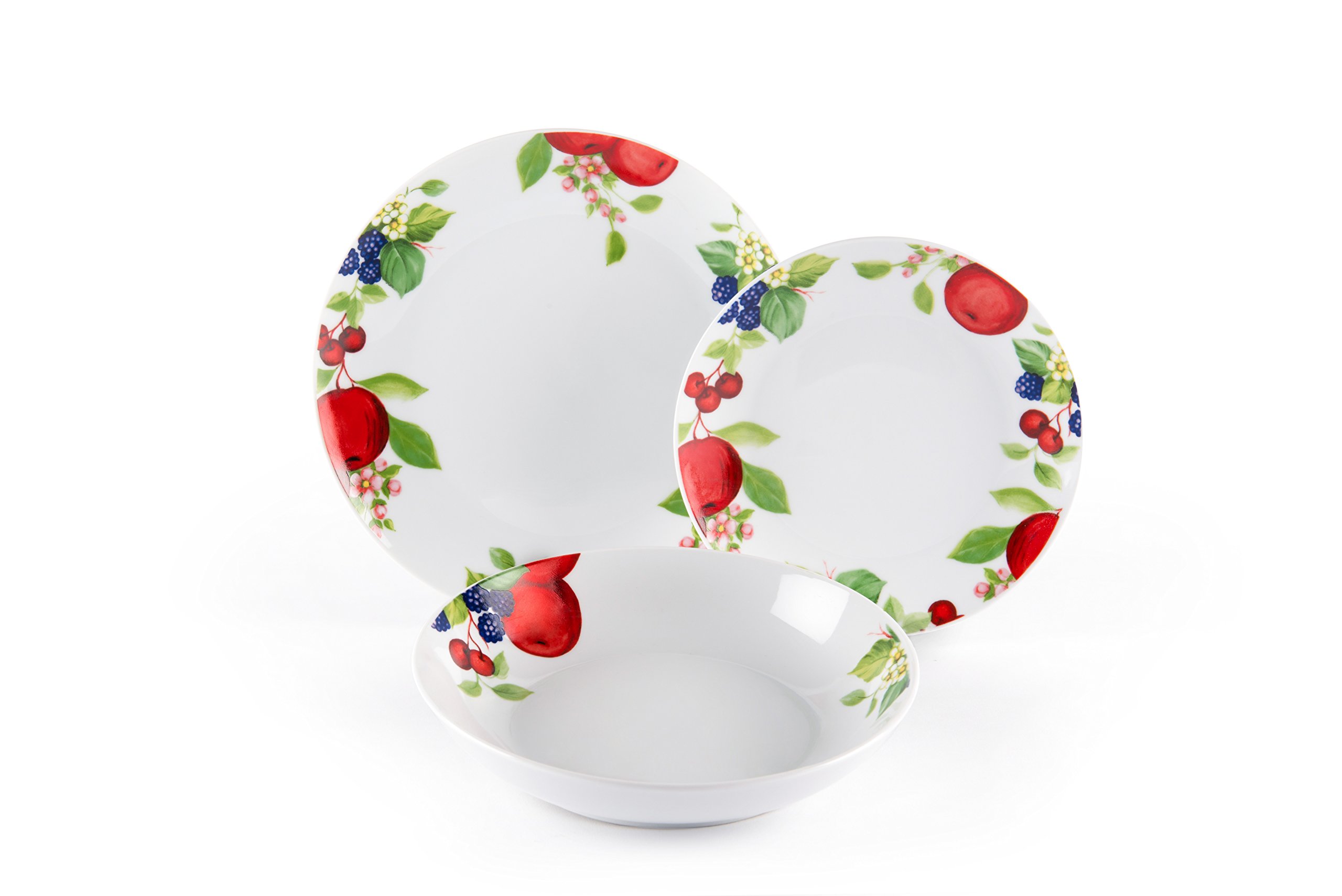 Excelsa Apple Servizio Tavola 18 Pezzi, Porcellana, Bianco