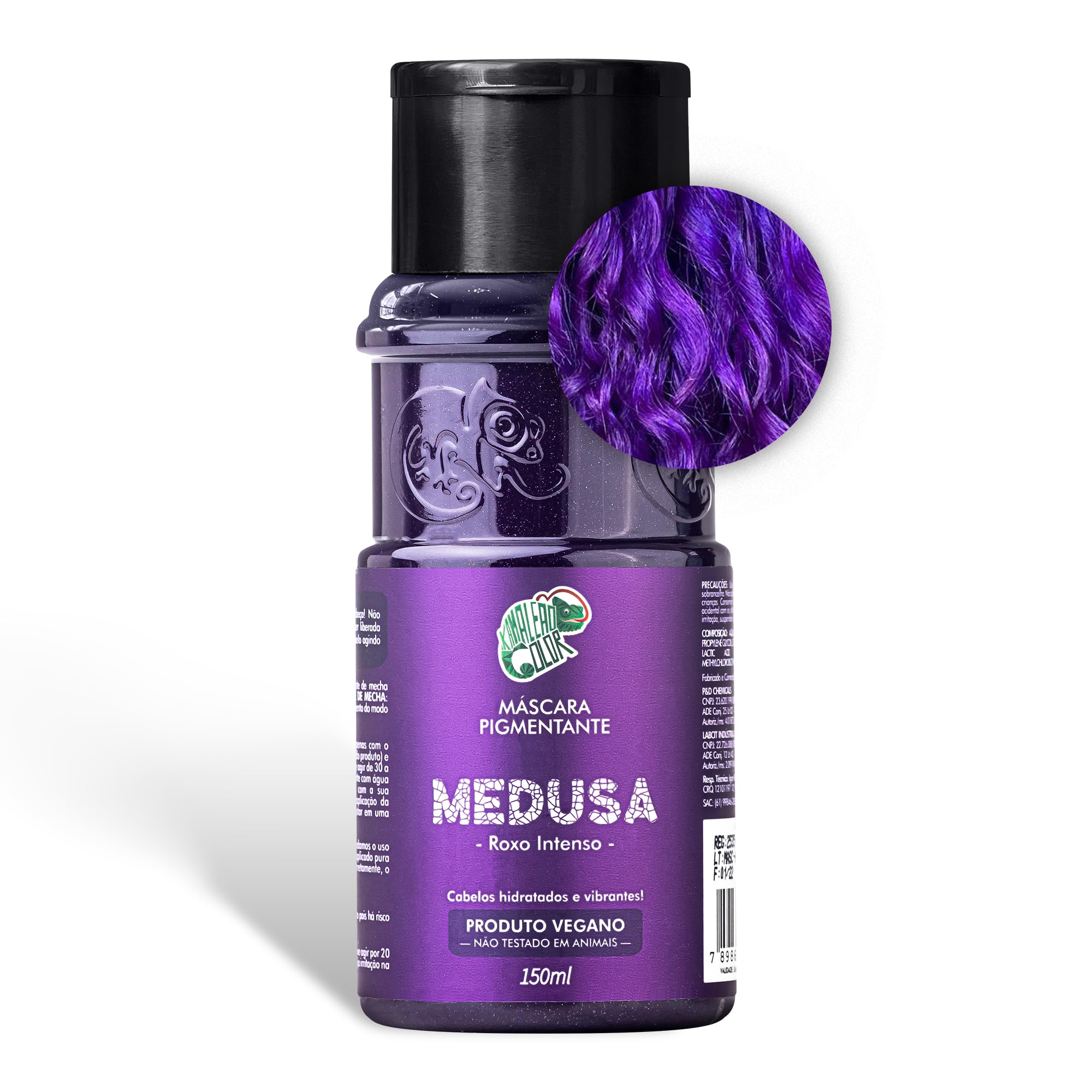 Kamaleão Color – Máscara Pigmentante Semi-Permanente, Medusa - Cores Vibrantes e Hidratação Intensa – Low Poo, Vegano, Cruelty Free – 150ml - Medusa