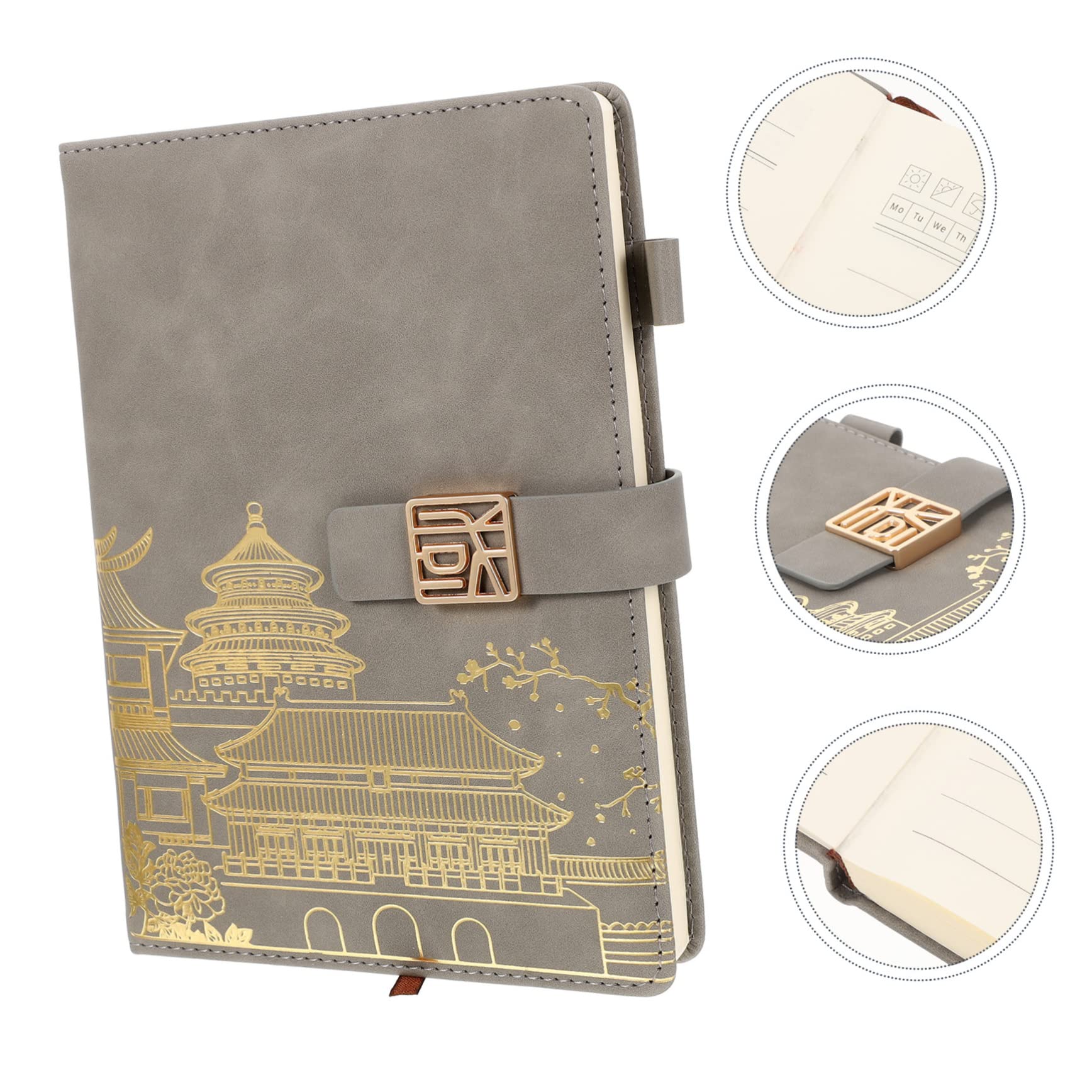 Homoyoyo 3 Stück Chinesisches Stil Notizbuch mit Stiftfach Vintage Planer Notizblock für Zeitplanung Dickes Tagebuch mit Praktischer Aufbewahrung für Schüler Lehrer und Berufstätige