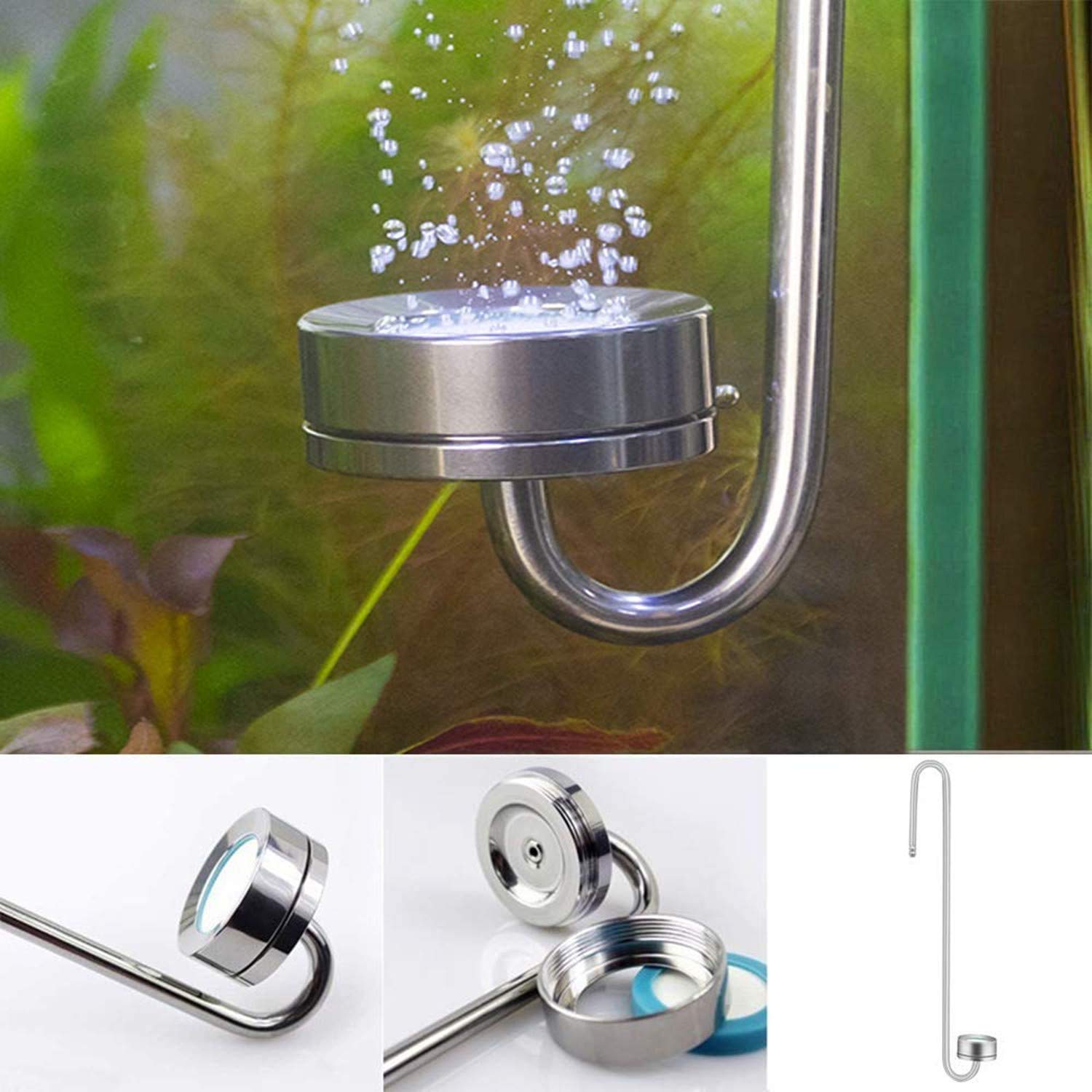 Ejoyous Ensemble d'explorateur CO2 Diffuseur en Acier Inoxydable, dioxyde de Carbone diffuseur CO2 Vessie vessie avec Tube de Connexion en Forme de Une loupe et Une Boussole 300mm