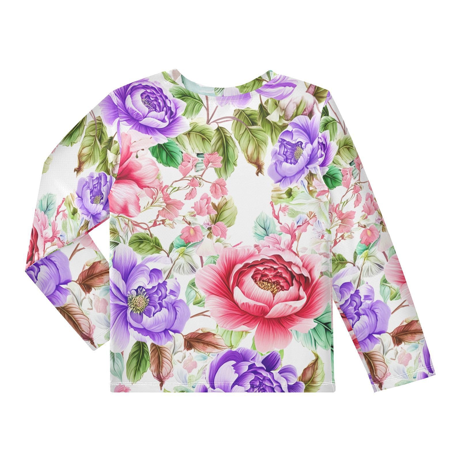 Blossom Floral Pink Purple Boy's Rash Guard Swim Shirt Long Sleeve Sun Shirt for Kids Toddlers UPF50+ 3T