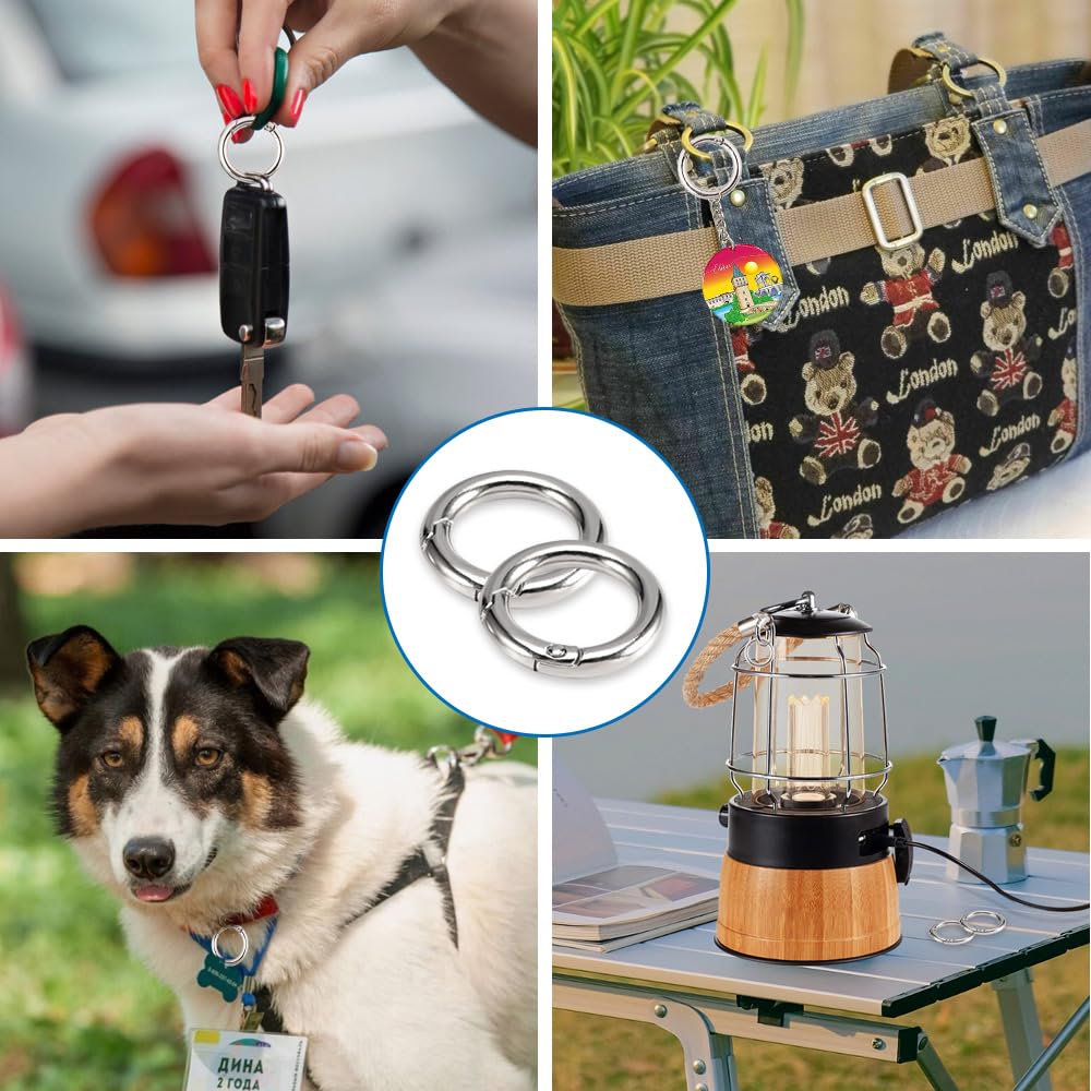 16 Moschettoni Rotondi In Lega Di Zinco - 13/17/19/25 Mm, Argento E Oro, Per Portachiavi E DIY - Foto 10