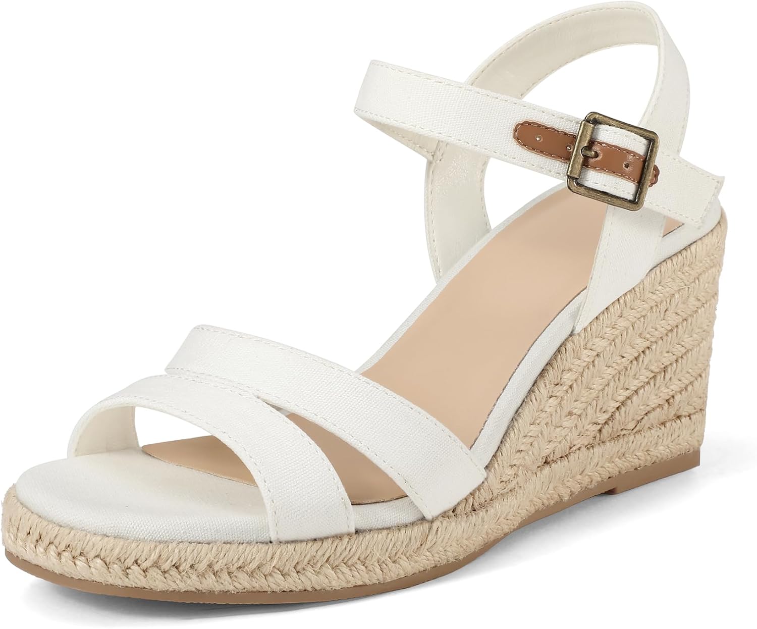 mysoft Women's Espadrilles Open Toe Wedge Sandals Ankle Strap Summer Dressy Shoes
