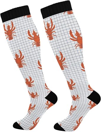 Lobster Checked Plaid Compression Socks for Women Support Circulation