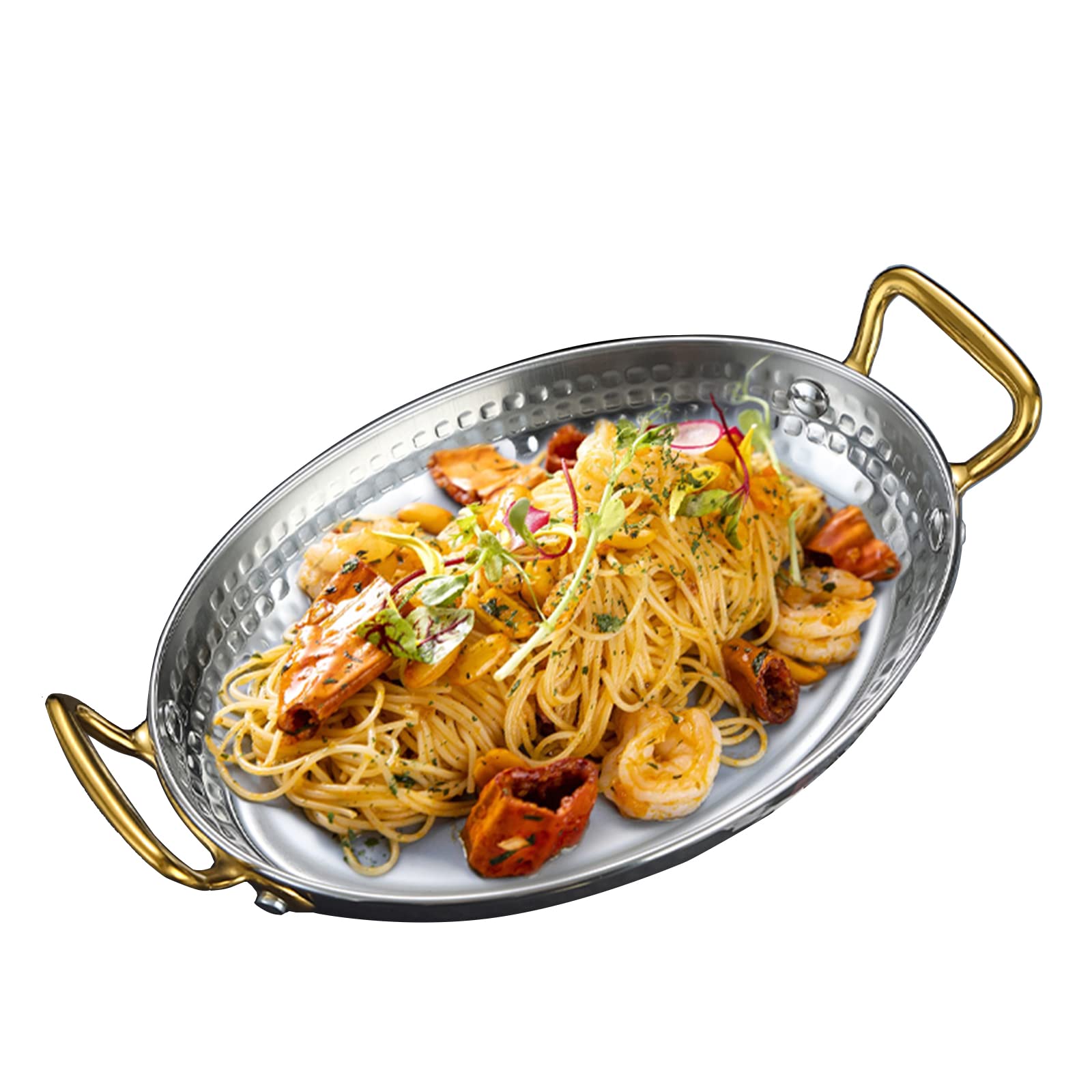 Ellipse - Plato ovalado de acero inoxidable para barbacoa, aperitivo, servicio de alimentos, apto para lavavajillas (16 cm, plateado)
