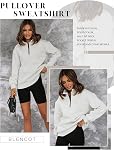 BLENCOT Half Zip Oversized Sweatshirt for Women Long Sleeve Solid Color Drop Shoulder Fleece Workout Pullover XS-3XL