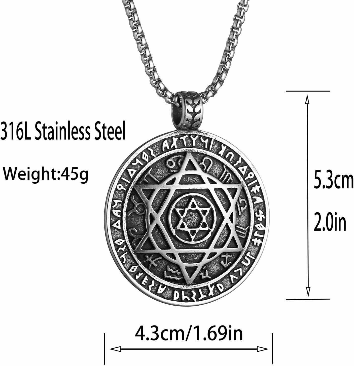 STWTR Red Eye Amulet Seal Solomon Hexagonal Star Twelve Constellation Pendant Blue Eye Stainless Steel Necklace - Image 2