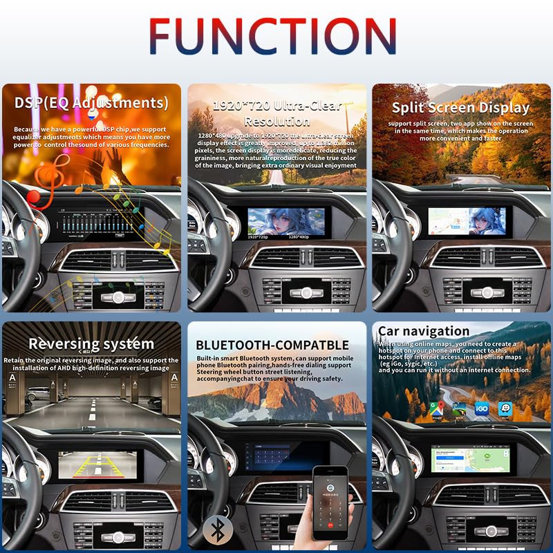 Autoradio Android fluide 2G+64G pour C Class W204 avec fonction Mirrorlink et RDS - 5