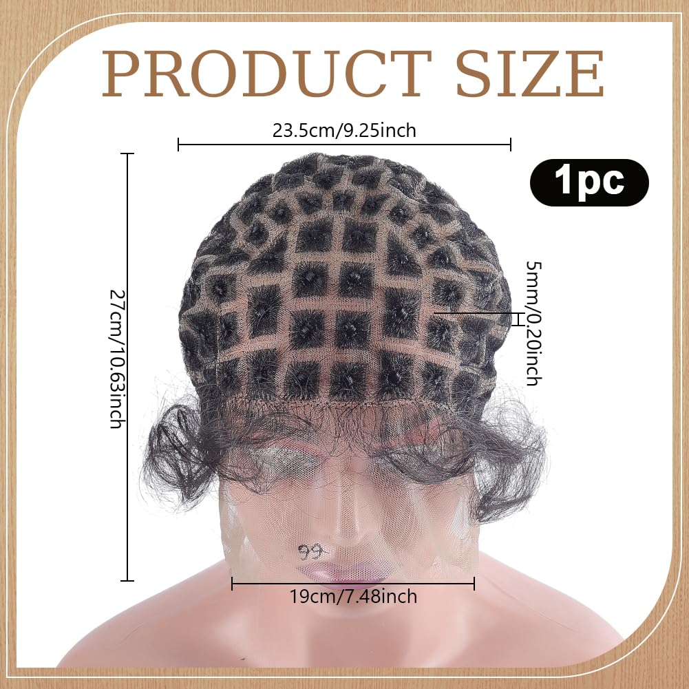 AHANDMAKER 1Pc Double Full Lace Crochet Wig Cap Breathable Lace Cap For Wig Making And Daily Use 9.25x10.63 Inches For Women Black Hair Halloween Christmas Beauty Decor Brown