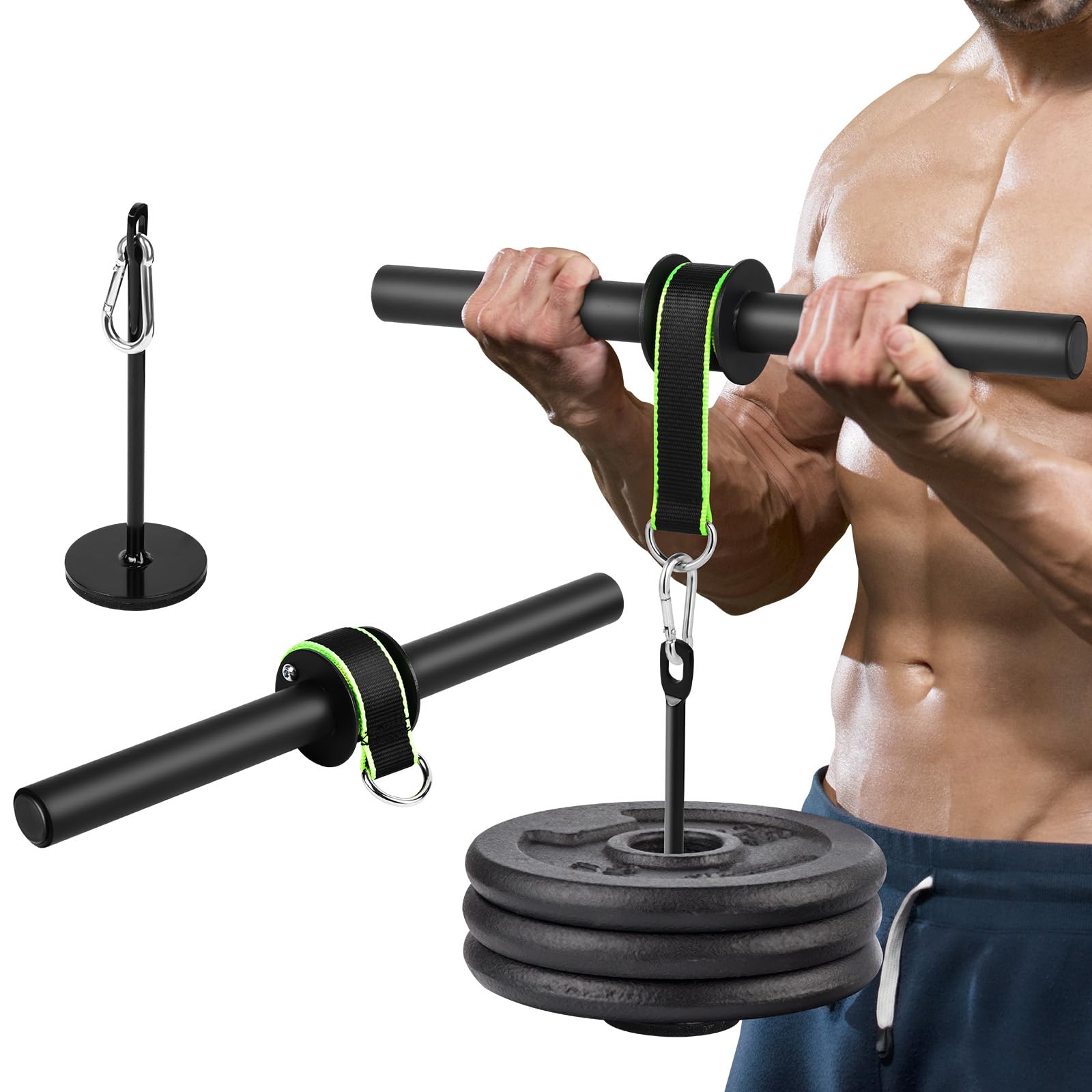 flintronic Forearm Wrist Roller Trainer, Gym Wrist Curl Exerciser Trainer, Wrist Roller with Thicker Handle For Muscle Strength Training In Gym, Home, Outdoors Etc