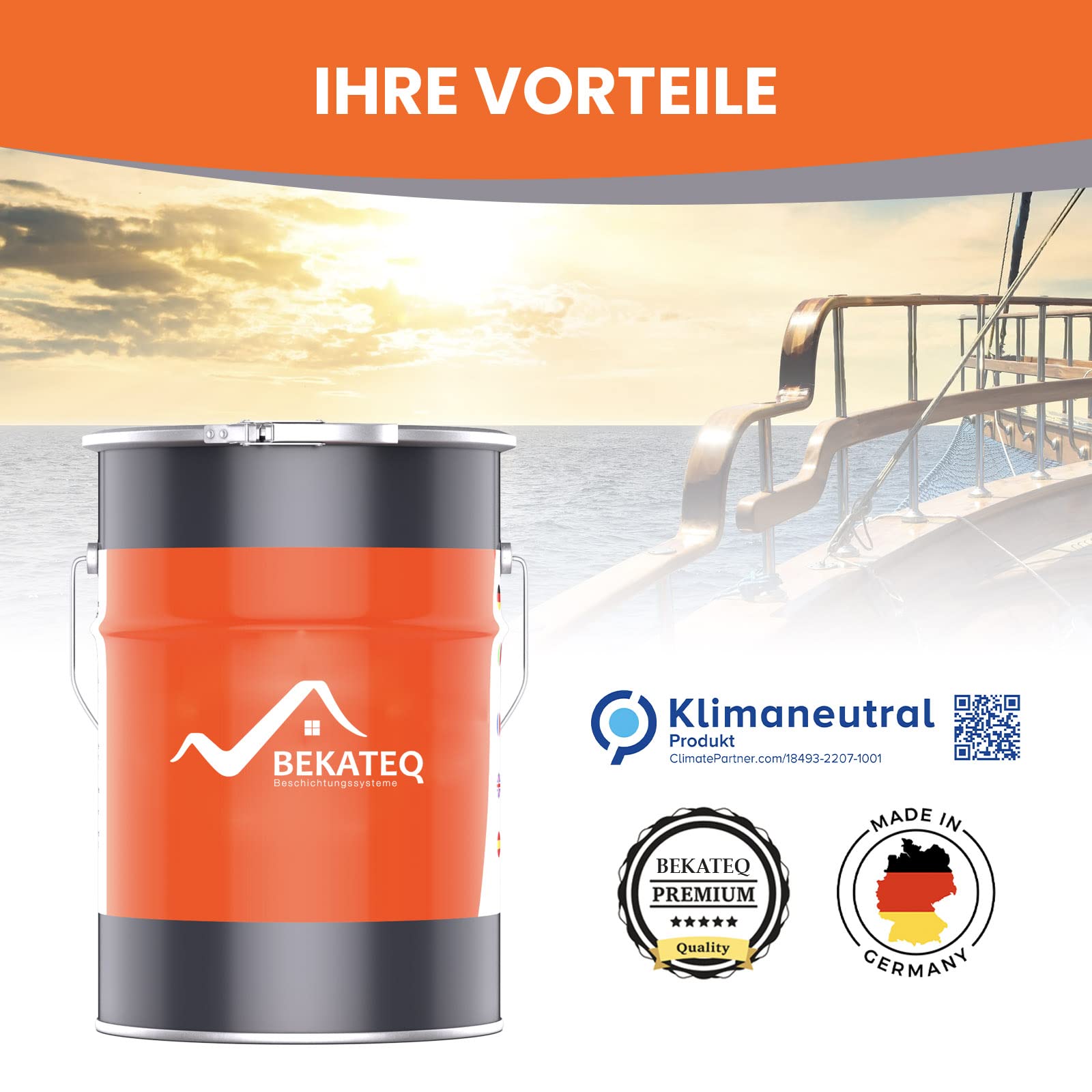 BEKATEQ BE-400 Premium Bootslack farblos seidenmatt, 1 Liter I Klarlack für Holz, Schiffe, Möbel I hochbelastbarer & wetterbeständiger Parkettlack, Treppenlack, Yachtlack I für innen & außen