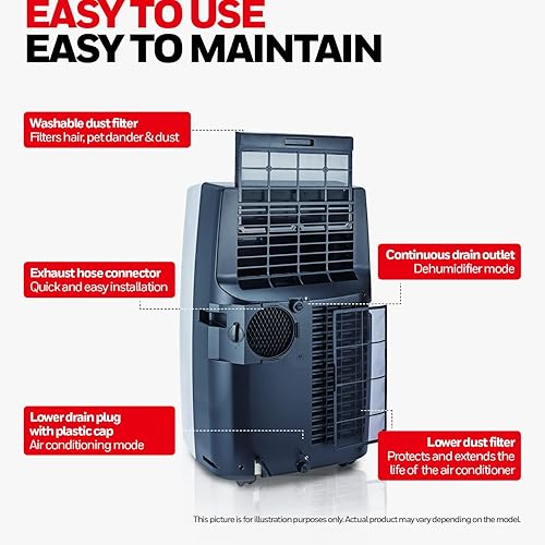 Miniatura 5 de Honeywell Aire acondicionado portátil clásico con deshumidificador y ventilador que enfría habitaciones de hasta 500 pies cuadrados con bandeja de