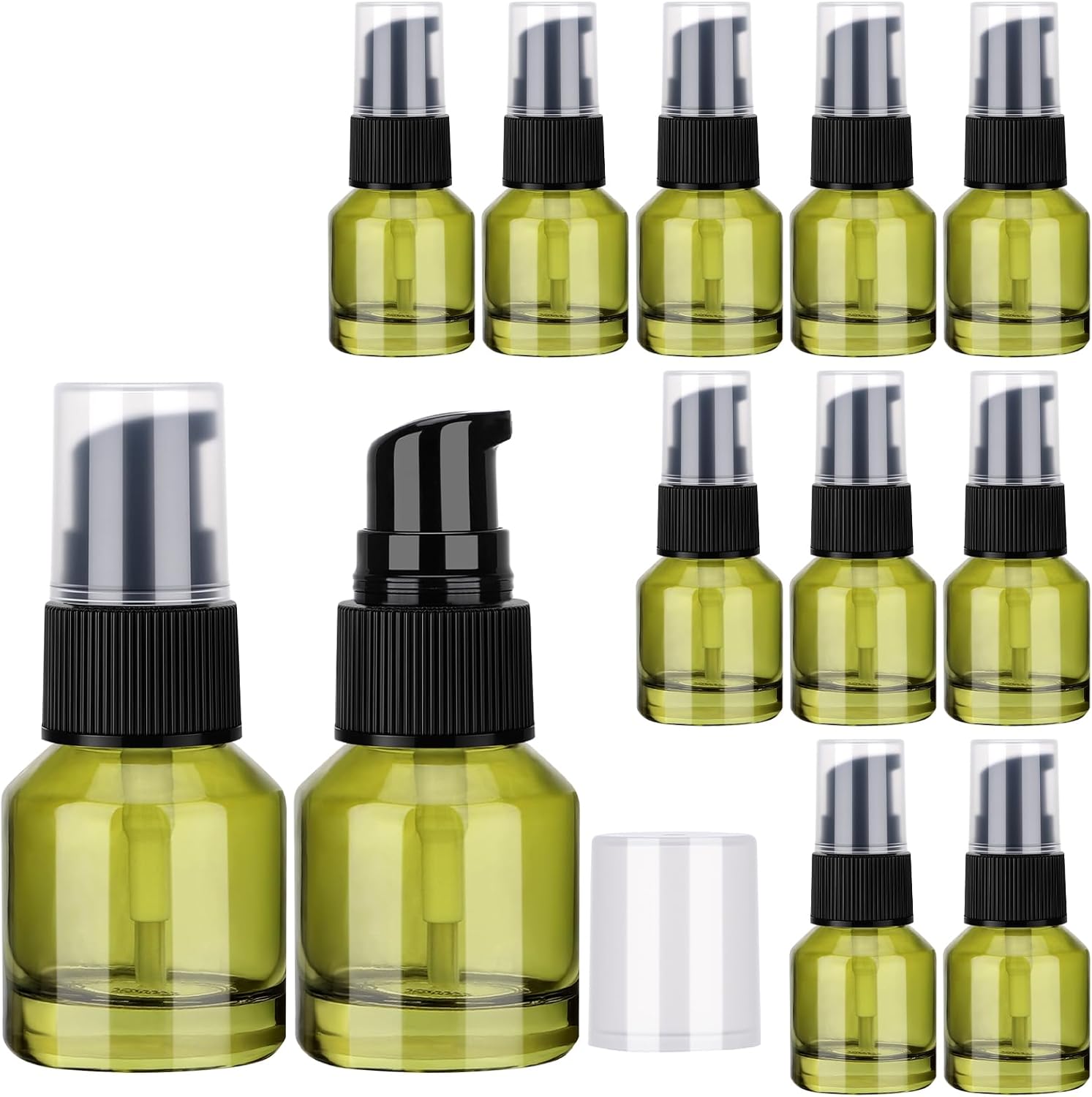 Segbeauty 18pcs 2oz Perfume Travel Refillable Bottles, Small Travel Size Spray Bottle for Hair, 60ml Empty Mini Glass Fine Mist Spray Bottles, Green Perfume Cologne Atomizer Sprayer Bottle for Liquids