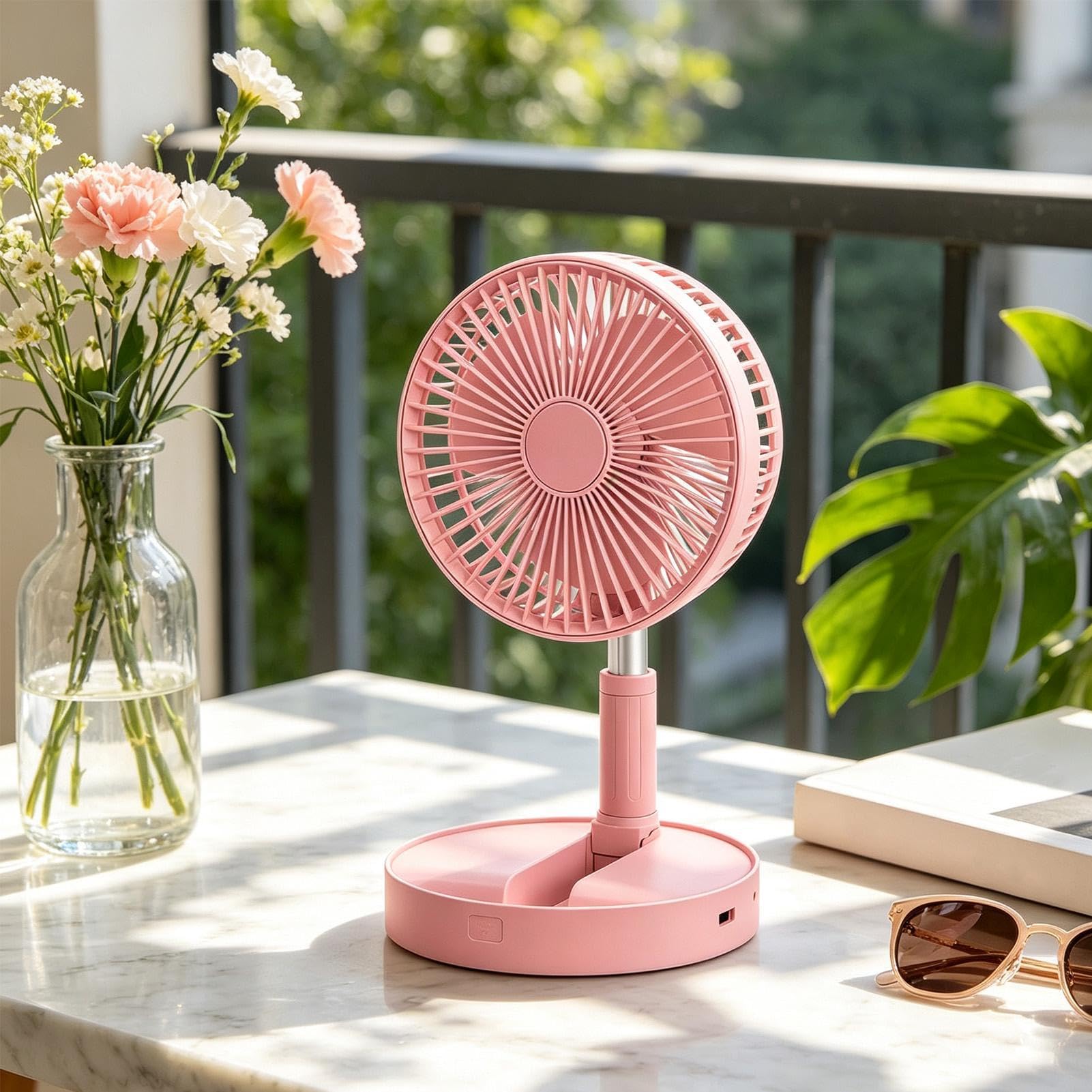 Ventilatore piantana portatile Soffiatore Oscillante Inclinabile A 185° | Ventilatore Da Tavolo Pieghevole Silenzioso per Casa Esterno Campeggio Viaggio Patio Dormitorio Tenda Officina