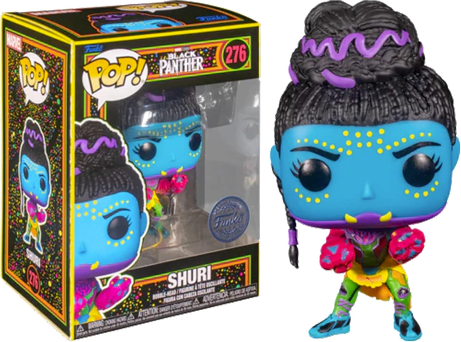 Funko Pop! Marvel: Black Panther - Shuri, Special Edition Black Light Exclusive Figure #276