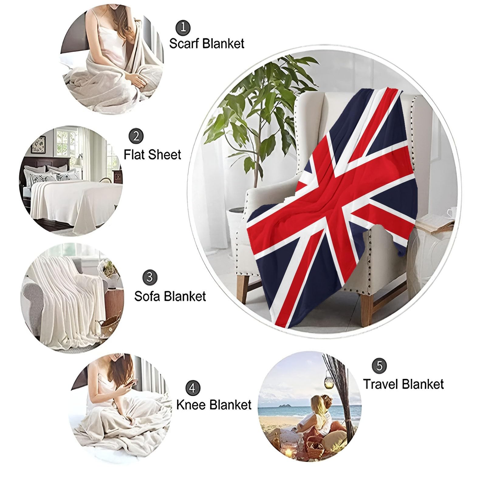 Einfache Union Jack-Flagge Bedruckte Weiche Wolldecke 150 x 200 cm Warme und Bequeme, atmungsaktive Flanell-Fleecedecke Blau und Rot Für Die Inneneinrichtung Kinder Erwachsene Matratze Sofadecke