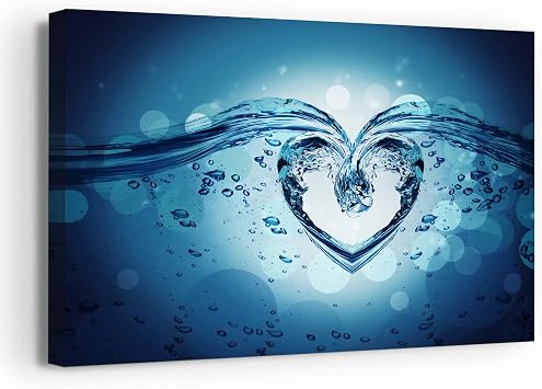 RCVTVPV Heart Drop Splash Wall Art Bathroom Grey Canvas Wall Art For Home Office Framed Ready to Hang 16"x20"