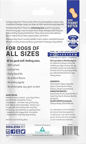 Miniatura 8 de Himalayan Pet Supply - Golosinas masticables para perros Churro en paquete de 3 sabores variados (1) queso, (1) mantequilla de maní y (1) tocino (3