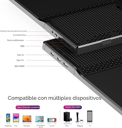 Miniatura 3 de Yxk Monitor portátil de 15.6 pulgadas 1080P USB-C HDMI ultradelgado para viajes con soporte, para laptop, PC, Mac, teléfono, PS, Xbox, Switch, IPS