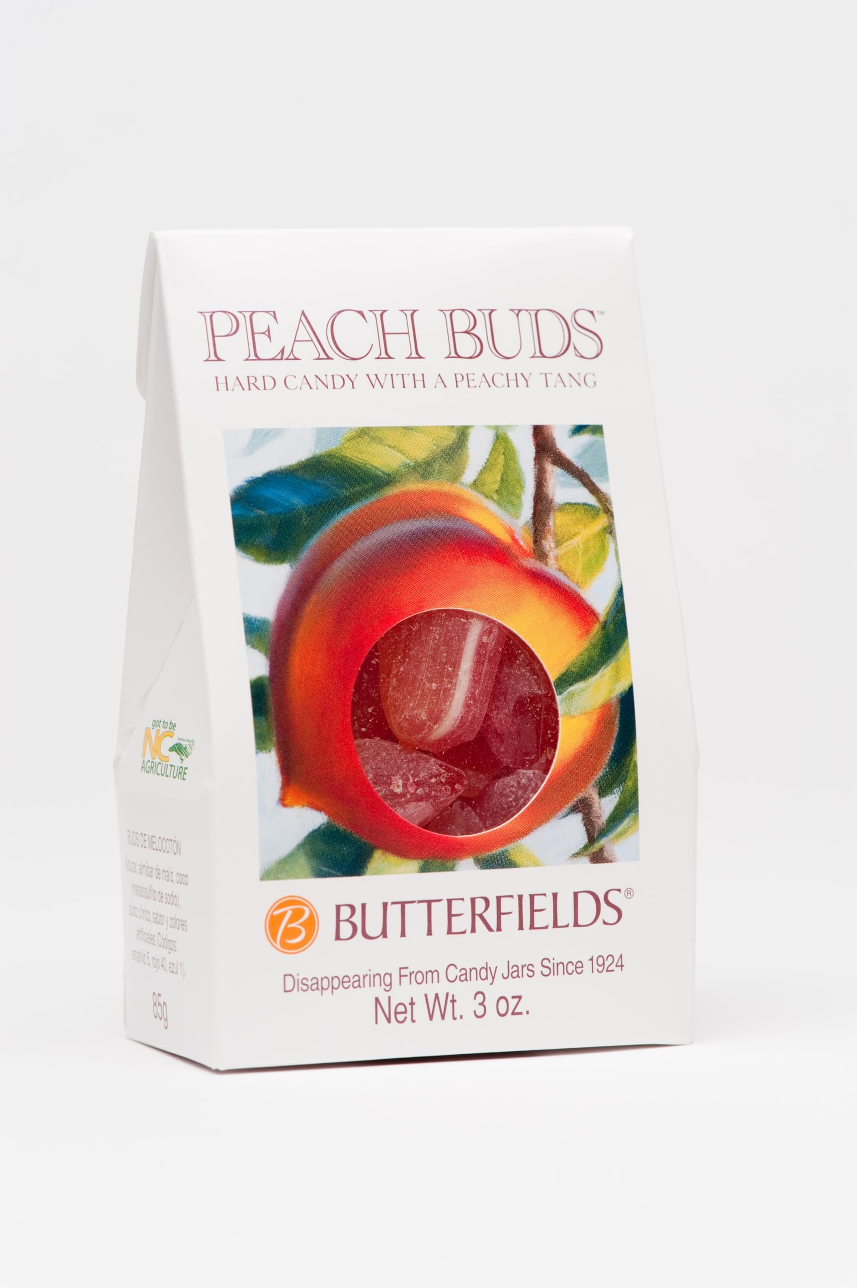 ButterfieldsCandy - Peach Buds 3 Ounce Gift Box - Gourmet, Southern, Old-Fashioned Hard Candy - Handcrafted in the USA Since 1924 - Perfect Stocking Stuffer