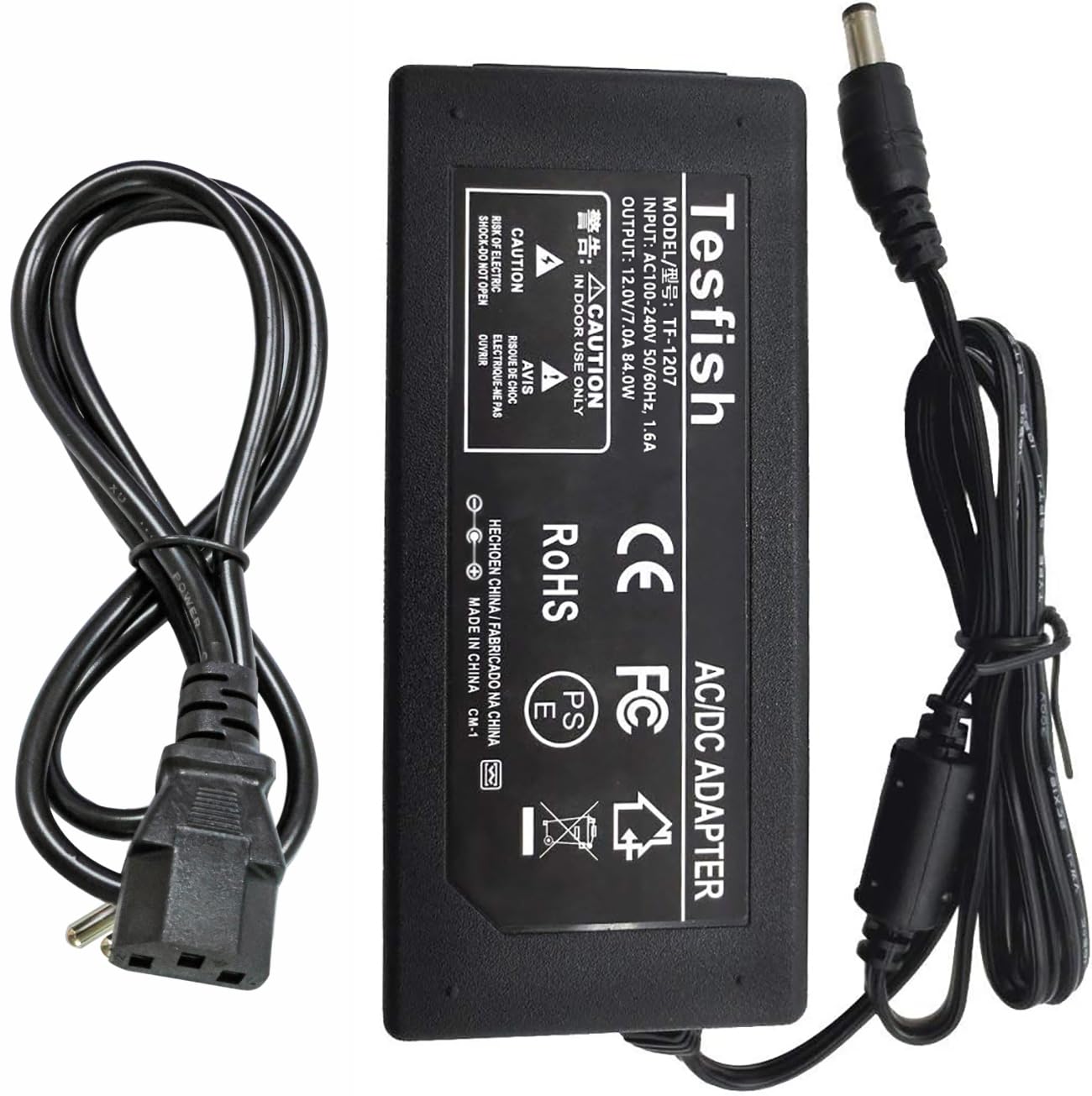 12V 7A Alimentatore Trasformatore 84W Adattatore di alimentazione 5,5 x 2,1/2,5 mm per CCTV, Telecamera, Router, Striscia LED 5050 2835