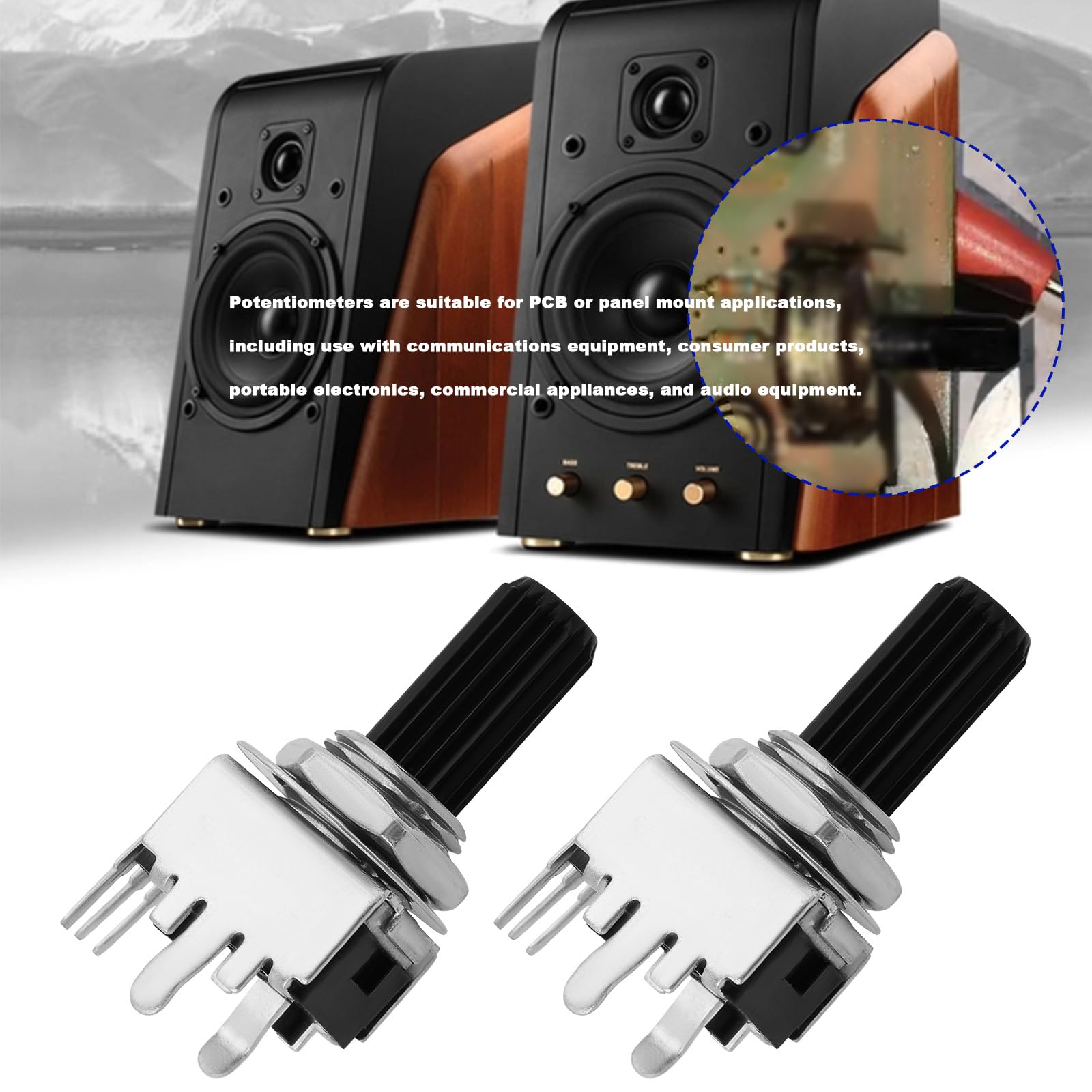 The Lord of the Tools 10PCS Logarithmic 9mm Potentiometer 100K Ohm 6mm Knurled Shaft 25mm Shaft Length for PCB or Panel Mount Applications Use with Communications Equipment Consumer Goods - Image 3