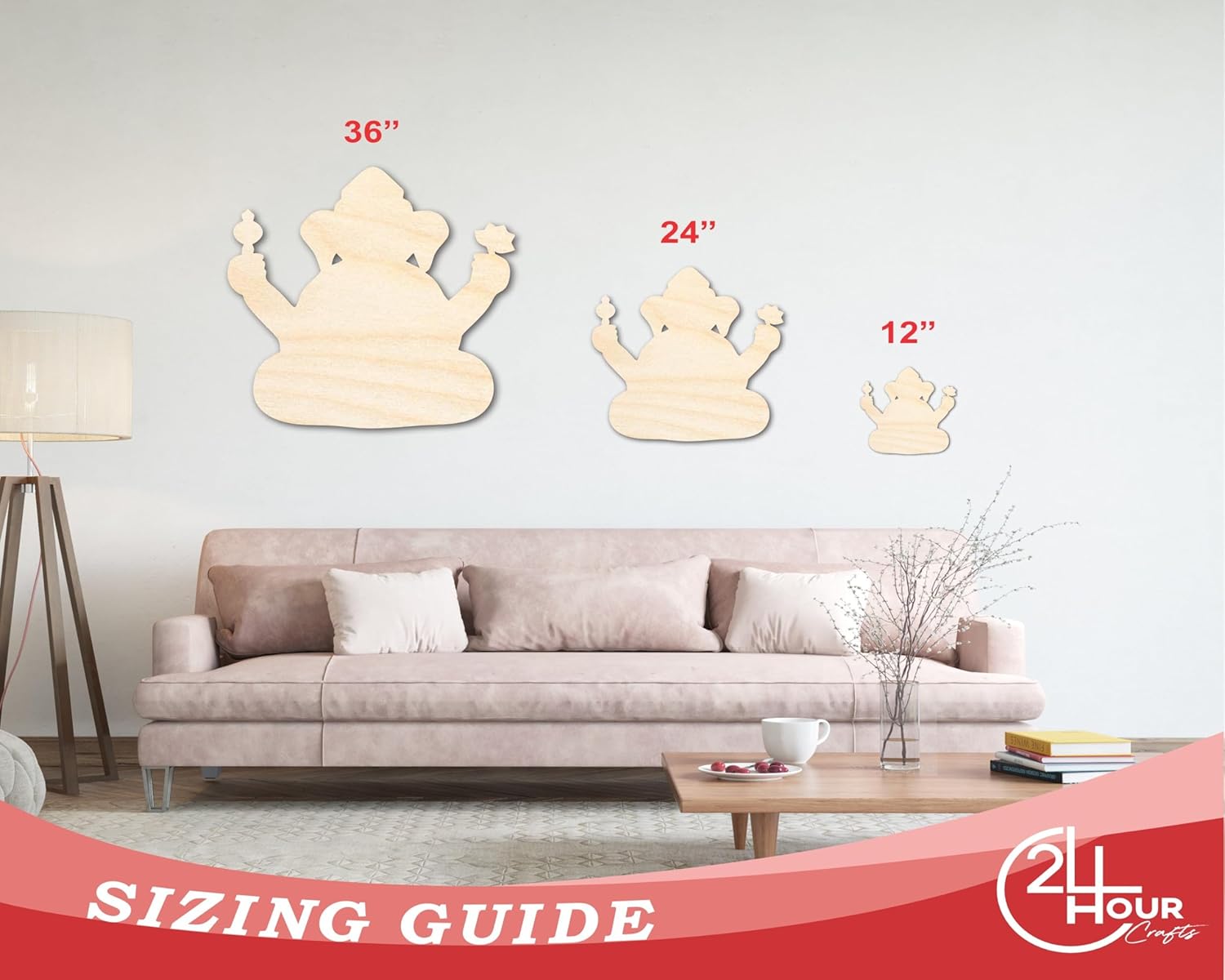 Unfinished Wood Ganesha Shape Craft up to 46" 12" / 1"