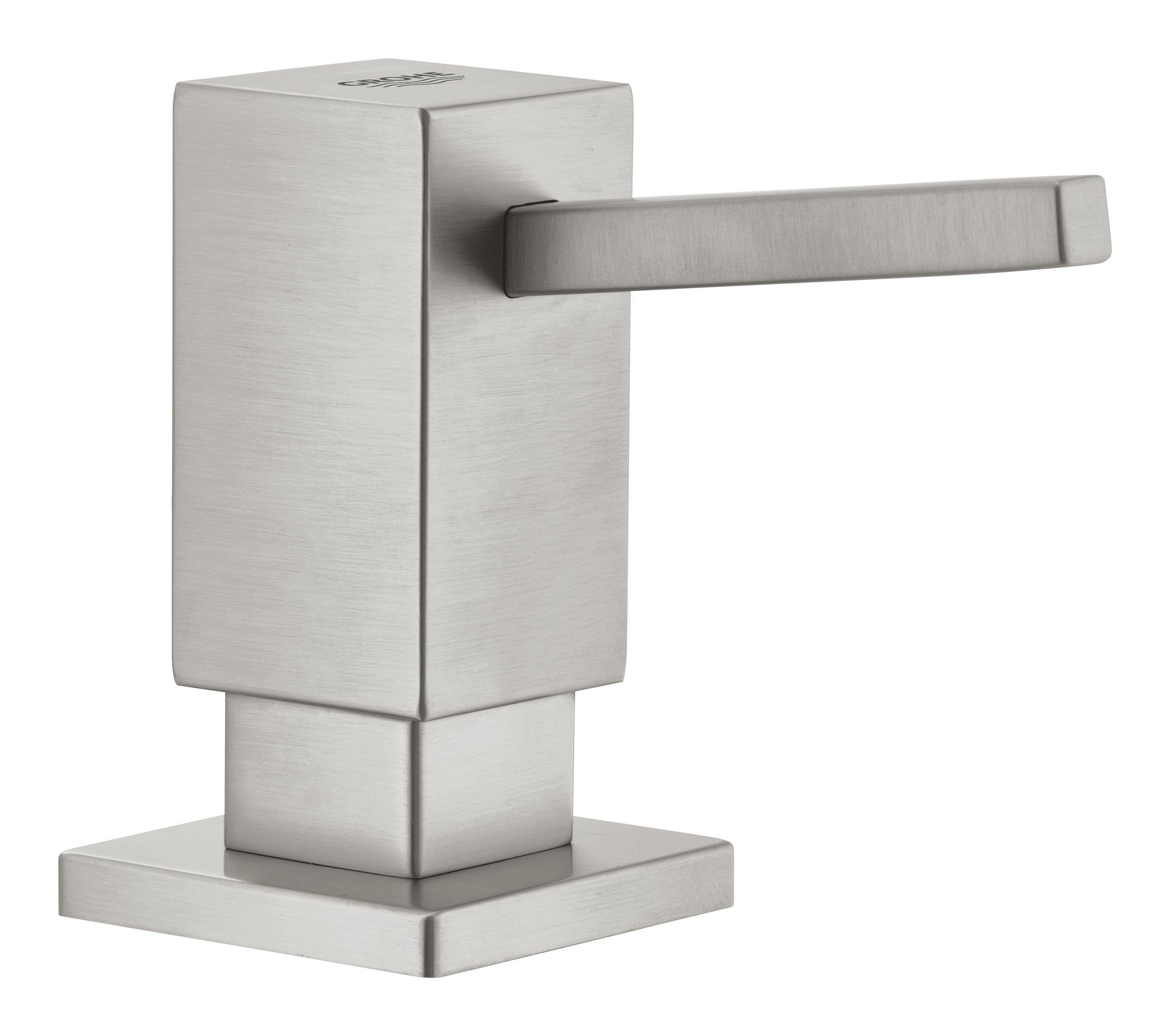 GROHE Cubic Soap Dispenser for Liquid Soaps, Storage Bin 500ml, Stainless Steel Look, 40649DC0