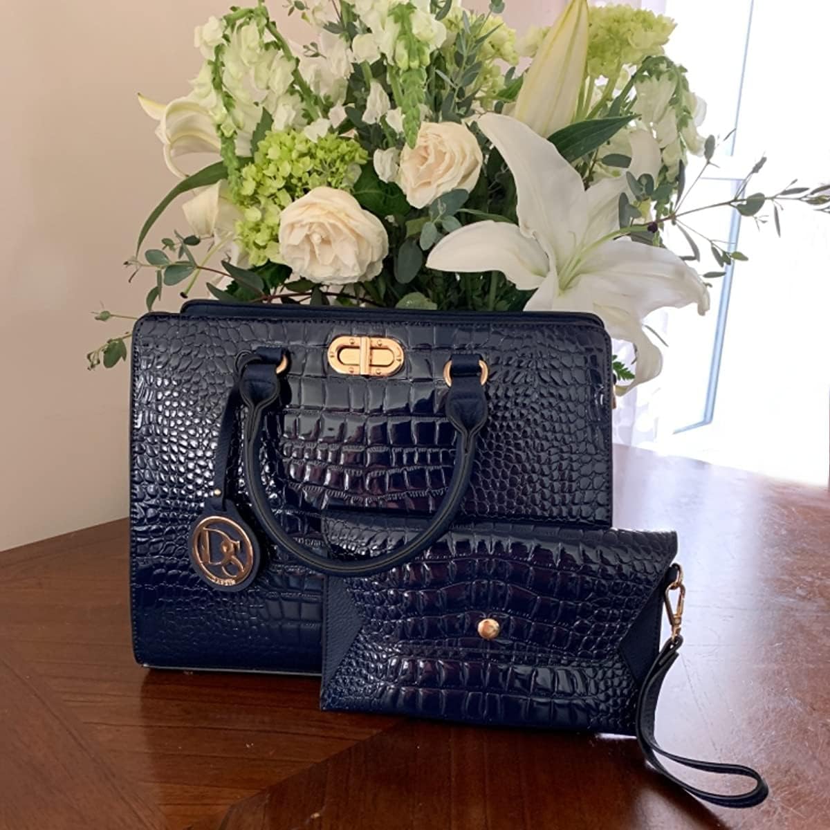 Dasein Women Handbags Purses Ladies Work Purse Satchel Tote Top Handle Shoulder Bags with Matching Clutch - Image 2