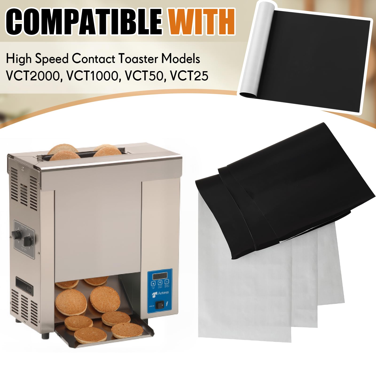 Teenyyou PTFE-Entriegelungsblätter, antihaftbeschichtet, für Toaster, kompatibel mit Antunes Roundup VCT 25, 50, 1000, 2000 Serie, 10 Stück, ersetzt 7001167, 7000250 für Brot