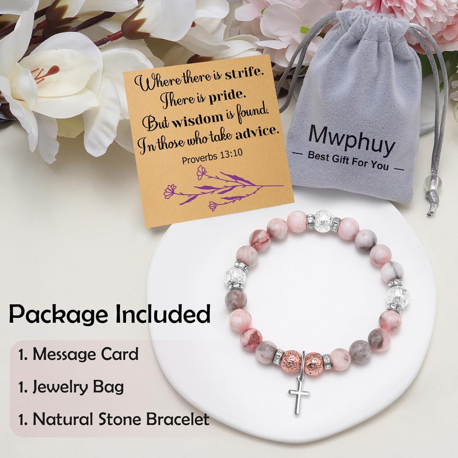 Mwphuy Christian Religious Gifts for Women Bracelet Inspirational Scripture Gifts for Friend Female Sister Mom Christmas Birthday Gift for Women Friendship Faith Christian Bible Verses Bracelet - Image 7