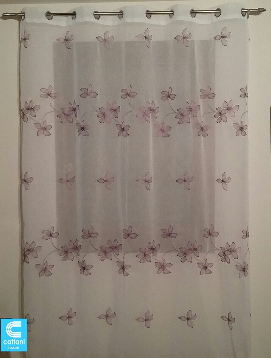 Cortinas transparentes moradas para salón y cocina con alzapaños de 200x230 cm Mauro