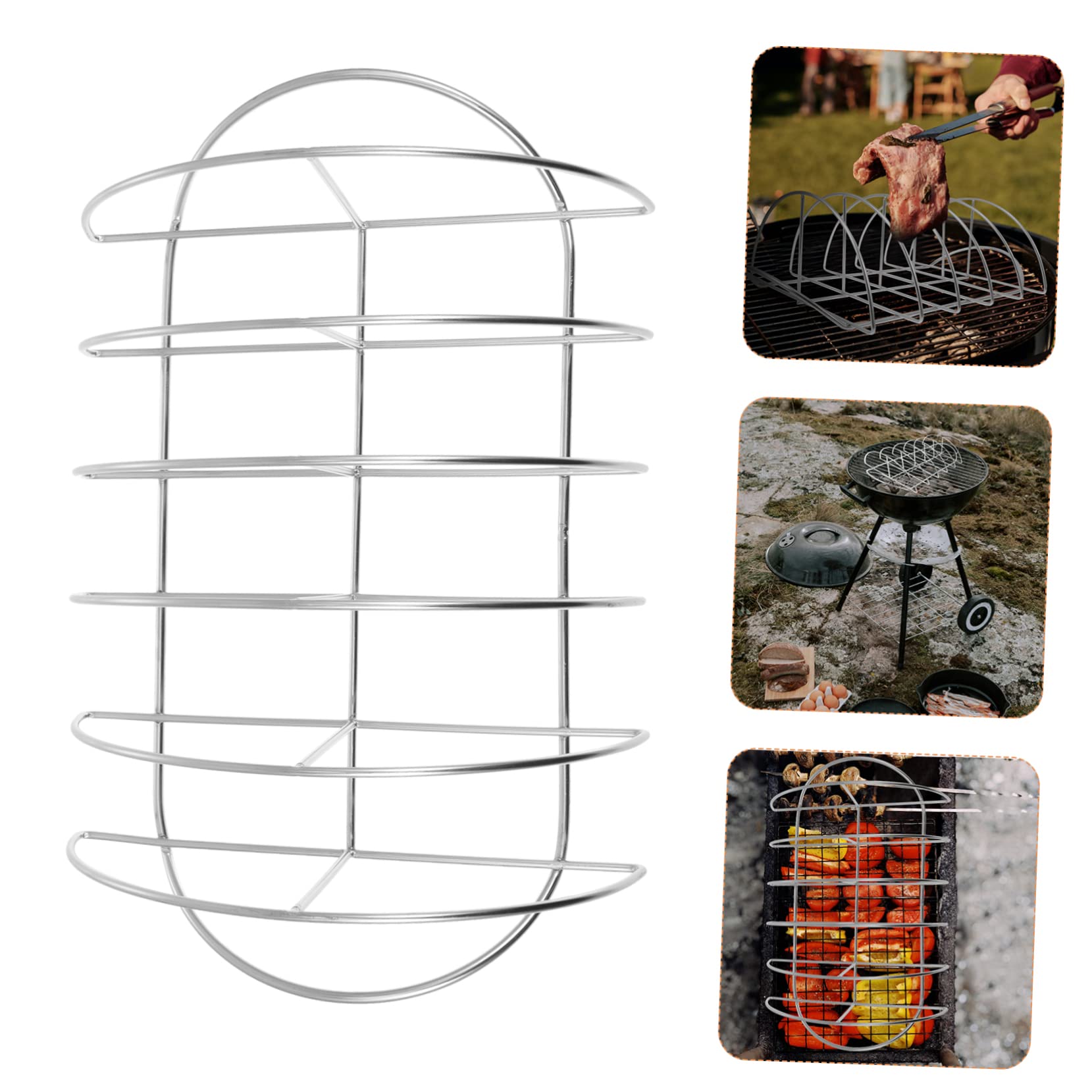 Toddmomy Griglia Barbecue 1 Pezzo in Acciaio Inox, Supporto Costine | Argento, Portatile, Assorbimento Rapido del Calore, per Picnic e Barbecue Domestico