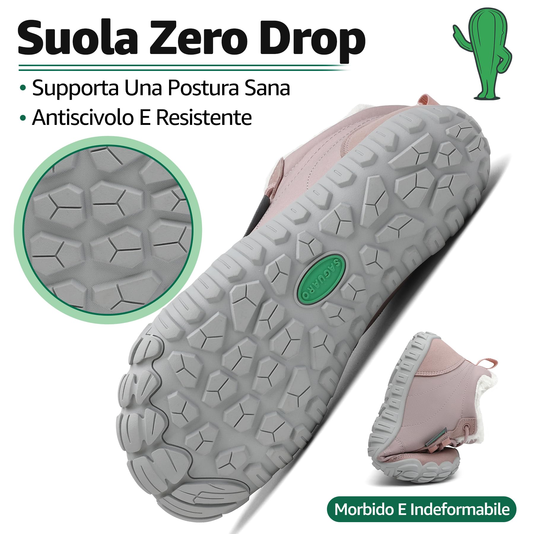 SAGUARO Barefoot Scarpe Invernali Caldo Stivali Neve per Uomo Donna,Gr.36-48