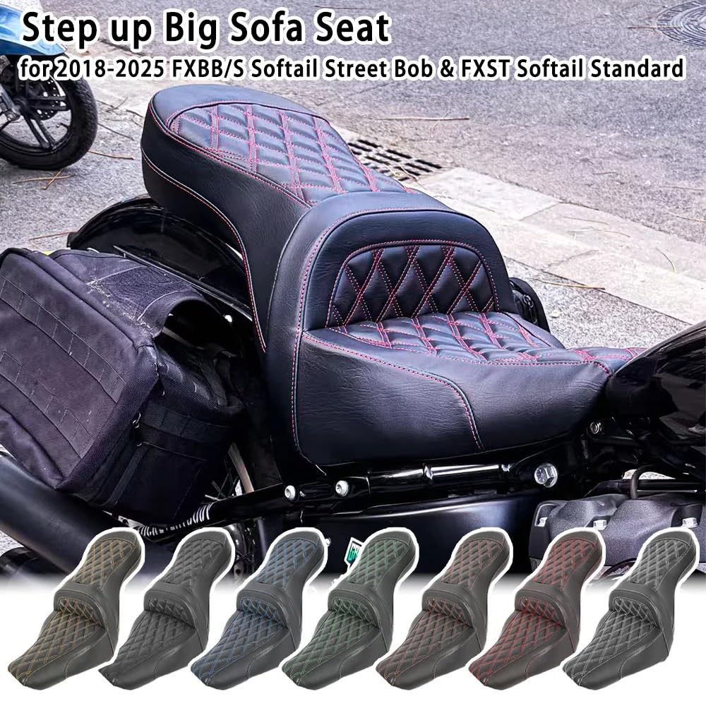Motocykl Siedzisko Części motocyklowe kolory ściegu Step Up duża sofa pasuje do FXBB/S Softail Street Bob(Green)